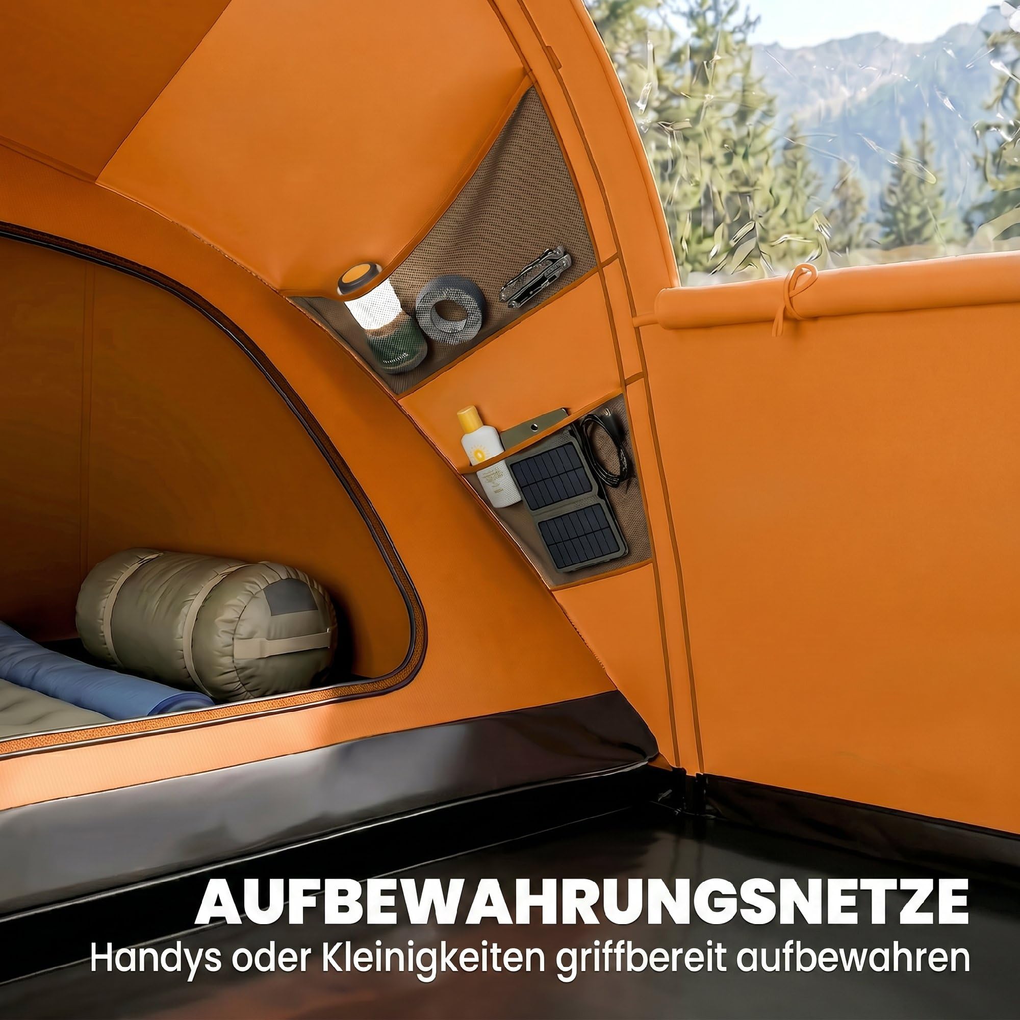 Outsunny Tienda de campaña tipo túnel para 4-6 personas, tienda de campaña con puerta, lona de suelo, impermeable de 2000 mm, tienda de campaña familiar para camping, viajes, trekking jardín