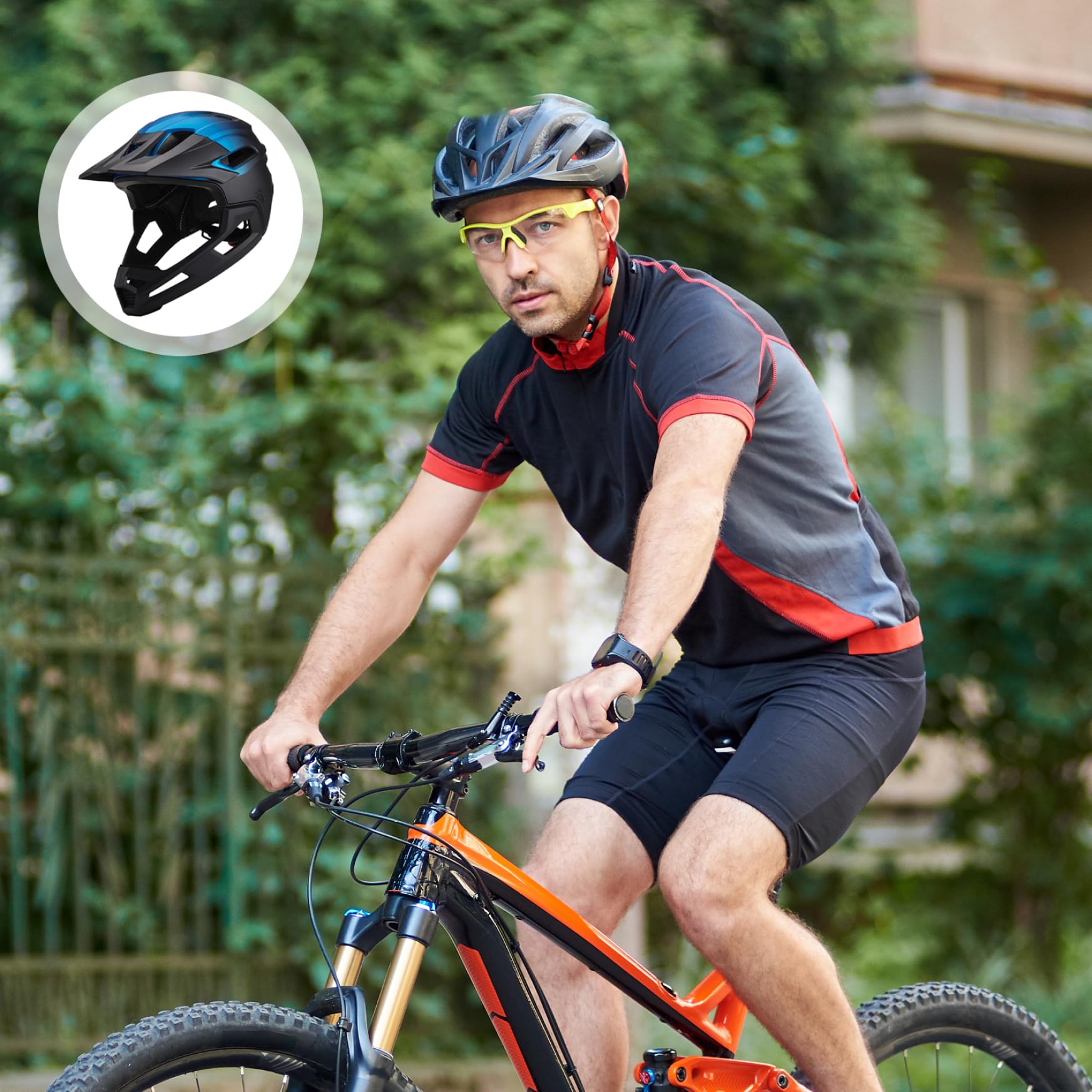 Casque de vélo intégral et Demi-Jet pour Adultes (Hommes et Femmes), résistant au Vent, avec mentonnière Amovible, léger Ajustable, idéal pour Les Sports de Plein air comme Le VTT Le vélo d