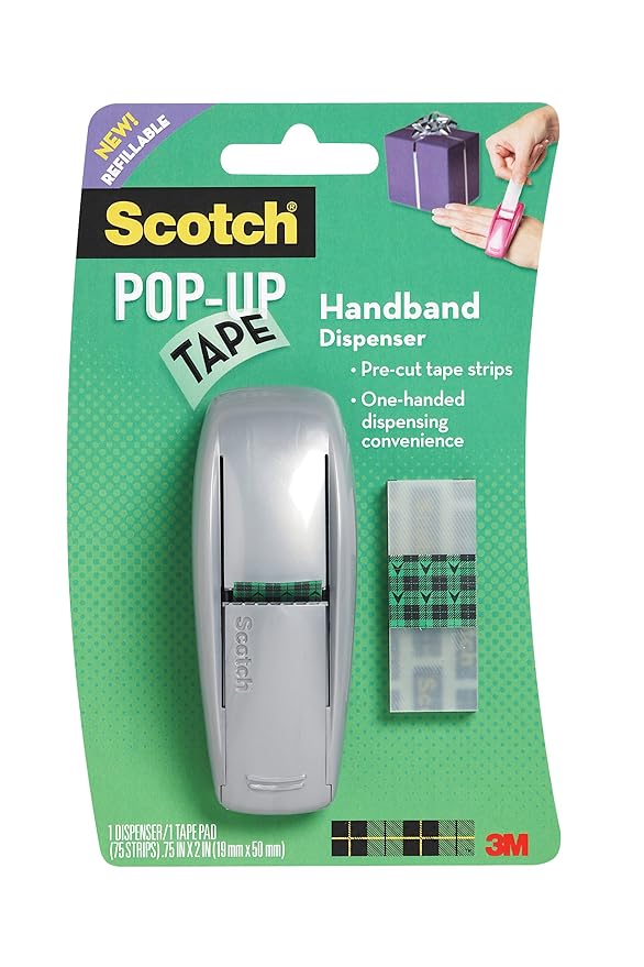Scotch PopUp Tape Handband Dispenser, 0.75 x 2 Inches, 75 Strips per