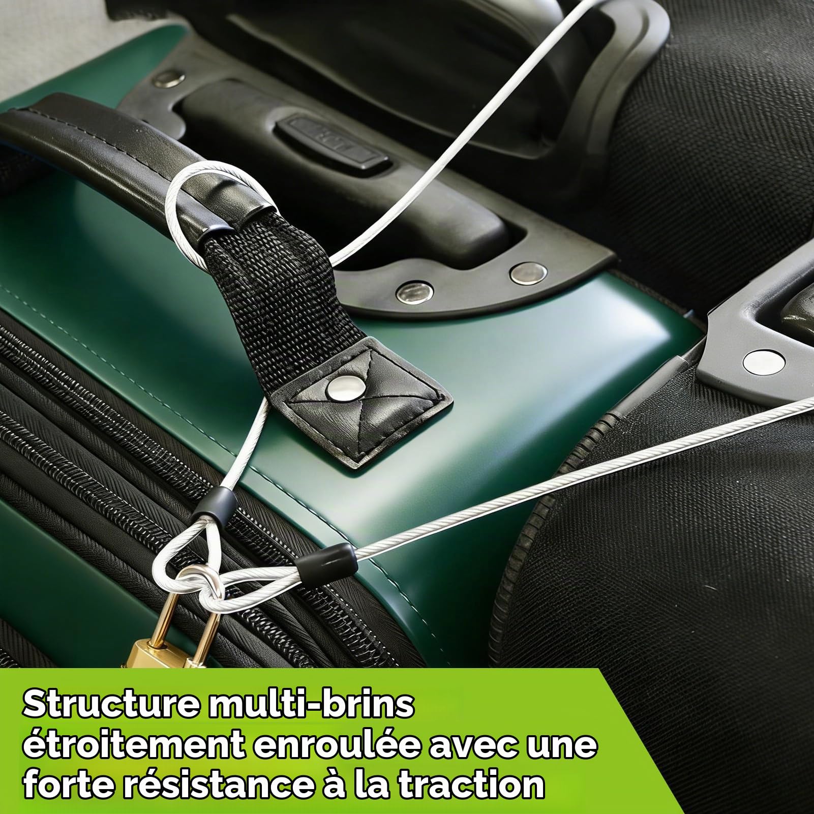 4PCS Câbles Antivol en Cable Acier 1m avec Mousqueton, Cordelette de Sécurité Robuste, Elingue Polyvalente et Chaine Antivol pour Vélo, Éclairage, Bagages et Équipements, Usage Intérieur et Extérieur