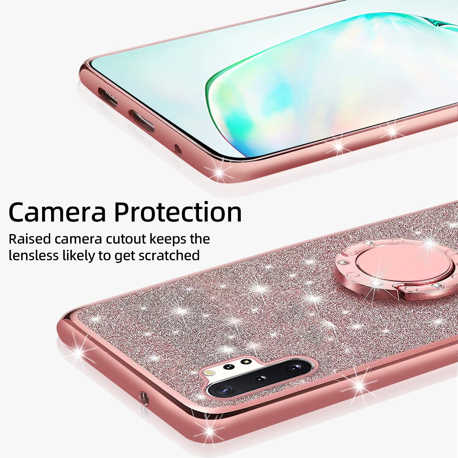 Uposao Coque Galaxy Note 10 Plus Pochette Portefeuille En Cuir,Glitter Bling Paillette Brillante Diamant Housse Étui à Rabat Folio Flip Case Cover Wallet Coque De Protection Galaxy Note 10 Plus,Argent