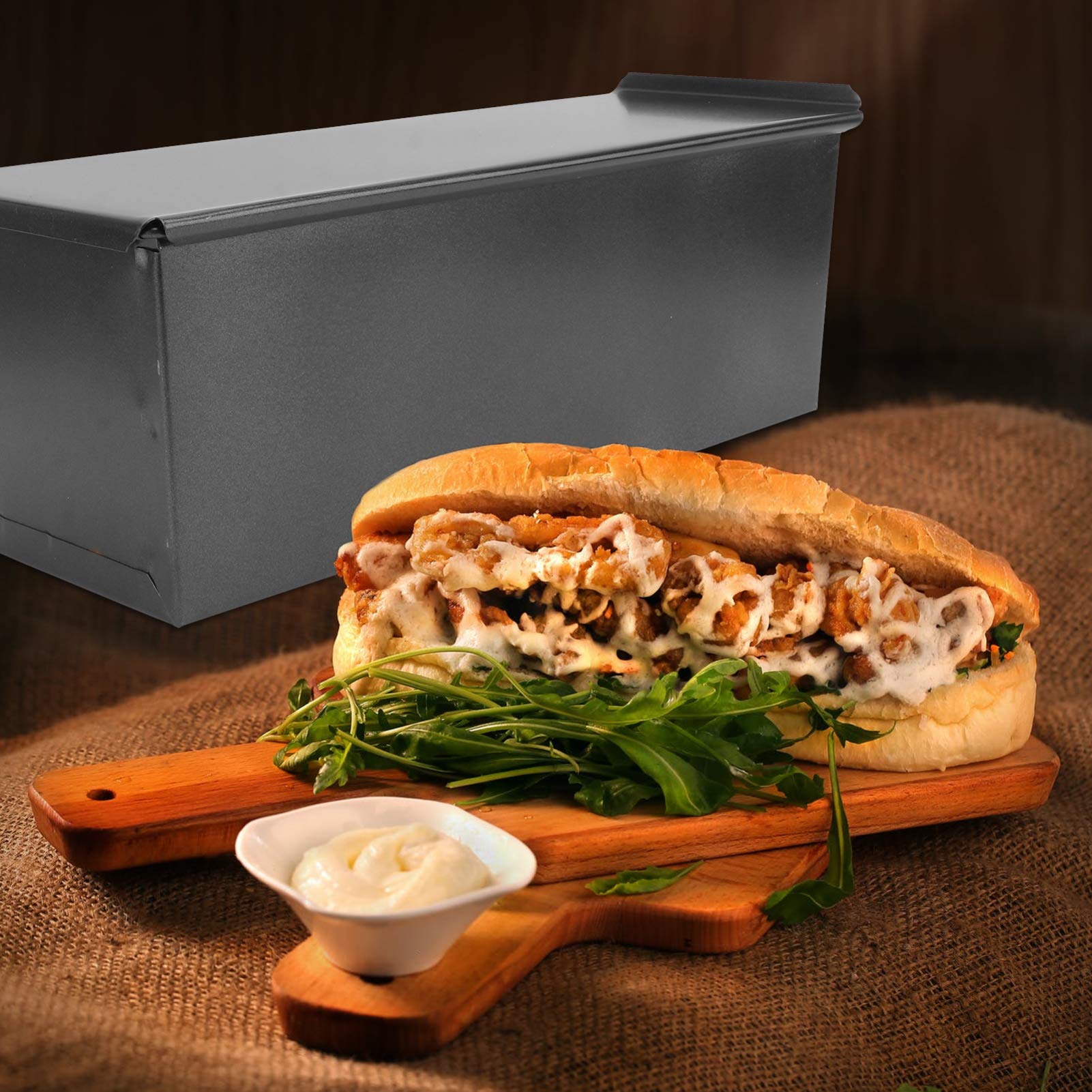 YARNOW Brotbackform Mit Deckel Antihaftbeschichtet Kastenform Toastbrot Backform Rechteckig Schwarz 33X12,3X11Cm Für 750G Brot Backen Zuhause