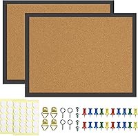 Vista 9 de 2 Piezas Tablero de Corcho, Tablero de Anuncios de 17.7''x13.3'', Tableros de Corcho con Marco de Madera para Pared, Tablero de Corcho Pequeño