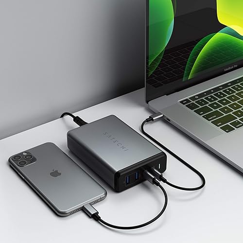 Miniatura 2 de Satechi Estación de carga de escritorio Pro USB C PD de 108 W, 2 puertos USBC PD y 2 puertos USB A, compatible con MacBook Pro 2020/2019, MacBook