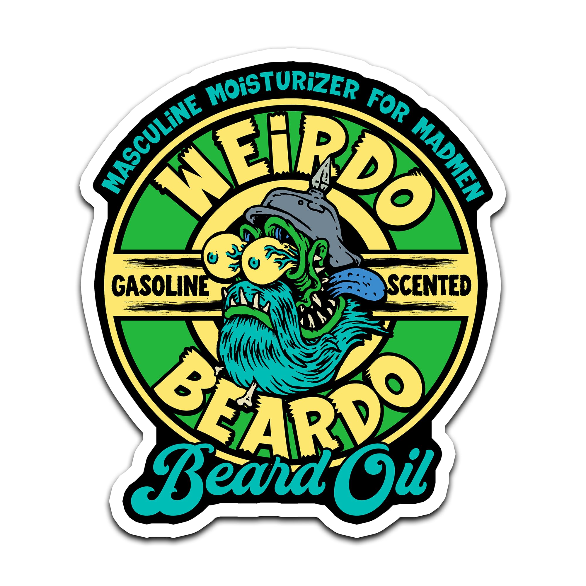 4" Weirdo Monster Fink Beard Oil Sticker Rat Rod Kustom Kulture Sticker, Waterproof Vinyl Sticker for Car, Auto, Water Bottles, Phone Case, or Laptop