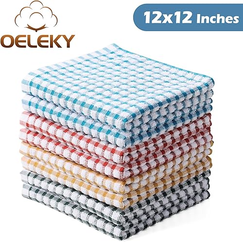 Miniatura 2 de Oeleky Paños de cocina 100% algodón para lavar platos, trapos de cocina de 12 x 12 pulgadas, paños de cocina absorbentes, paquete de 8, paños de