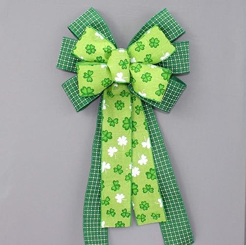 Miniatura 2 de Lime Green Watercolor Shamrocks St. Patrick's Day Wreath Bow