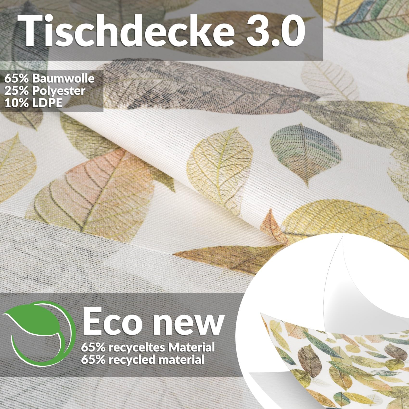 ANRO Tischdecke abwaschbar Bunt mit Saum 180x100 cm Outdoor wetterfest