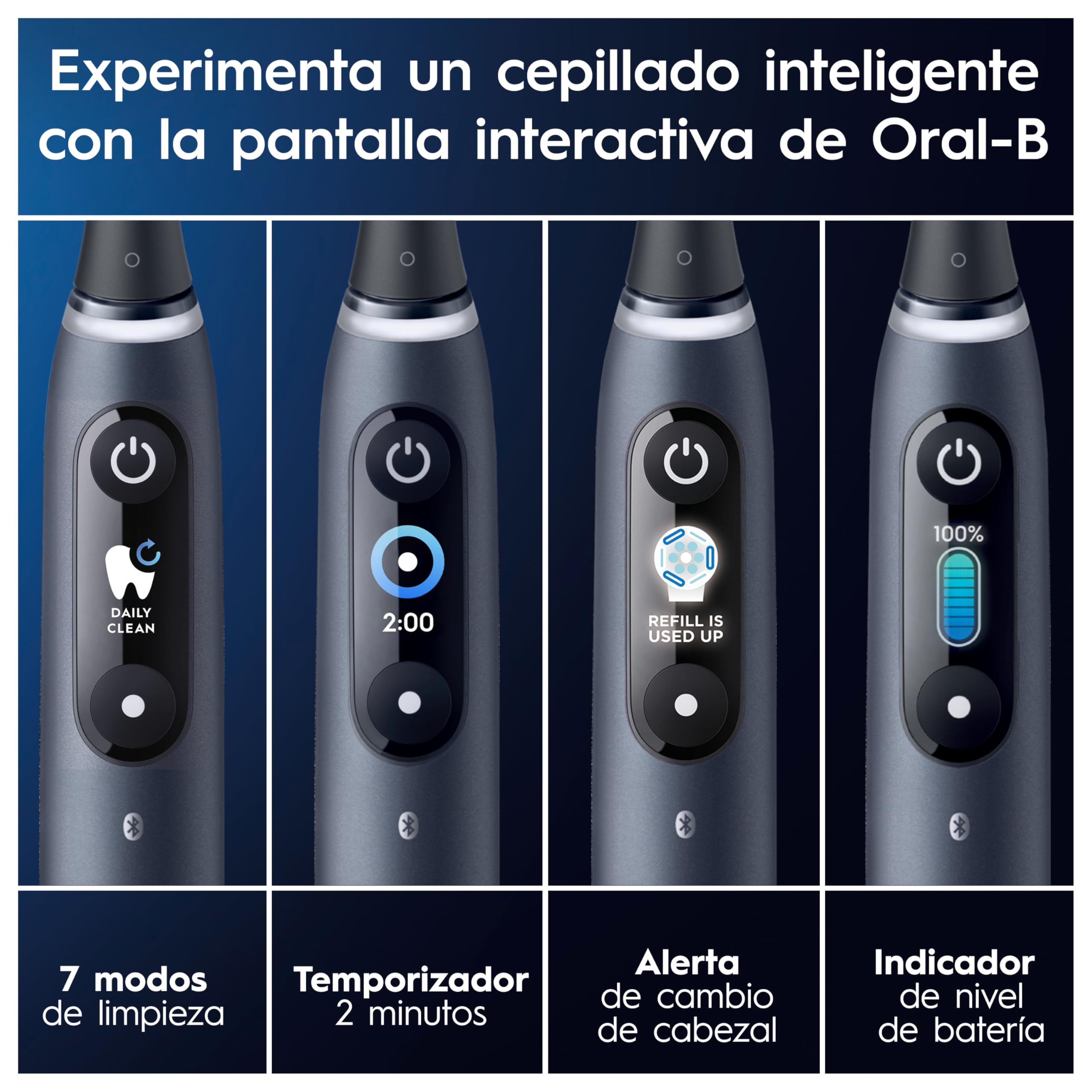 Oral-B iO 9 Cepillo de Dientes Eléctrico con 3 Cabezales, Negro | Cepillo Dental con 7 Modos de Cepillado, Sensor de Presión Y Estuche Cargador de Viaje, Carga Rápida, Seguimiento con App