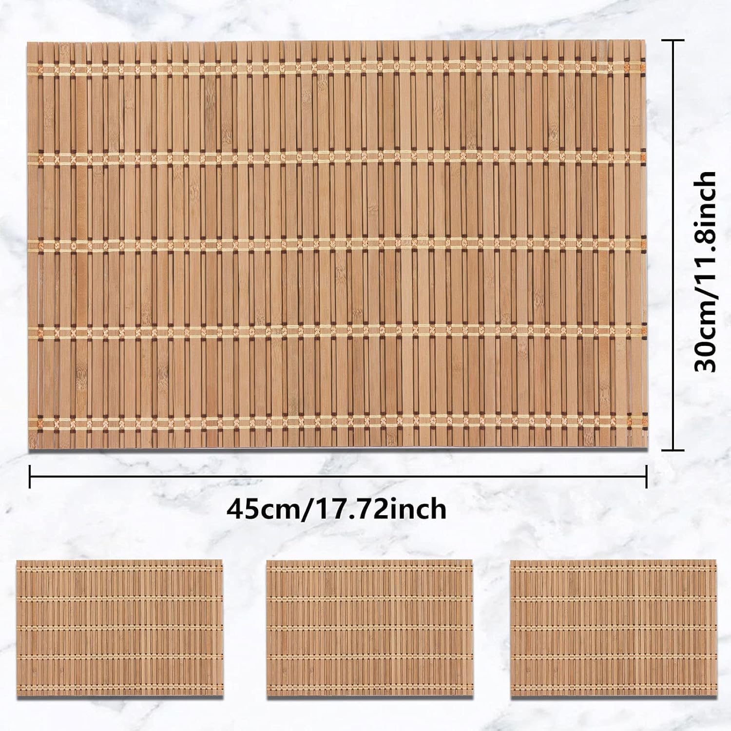 NETEHA Natural Bamboo Placemat-12 Pack- Set of Wooden Square Placemats, Suitable for Non-Slip and Resistant Bamboo Table Placemats in Restaurants and Kitchen