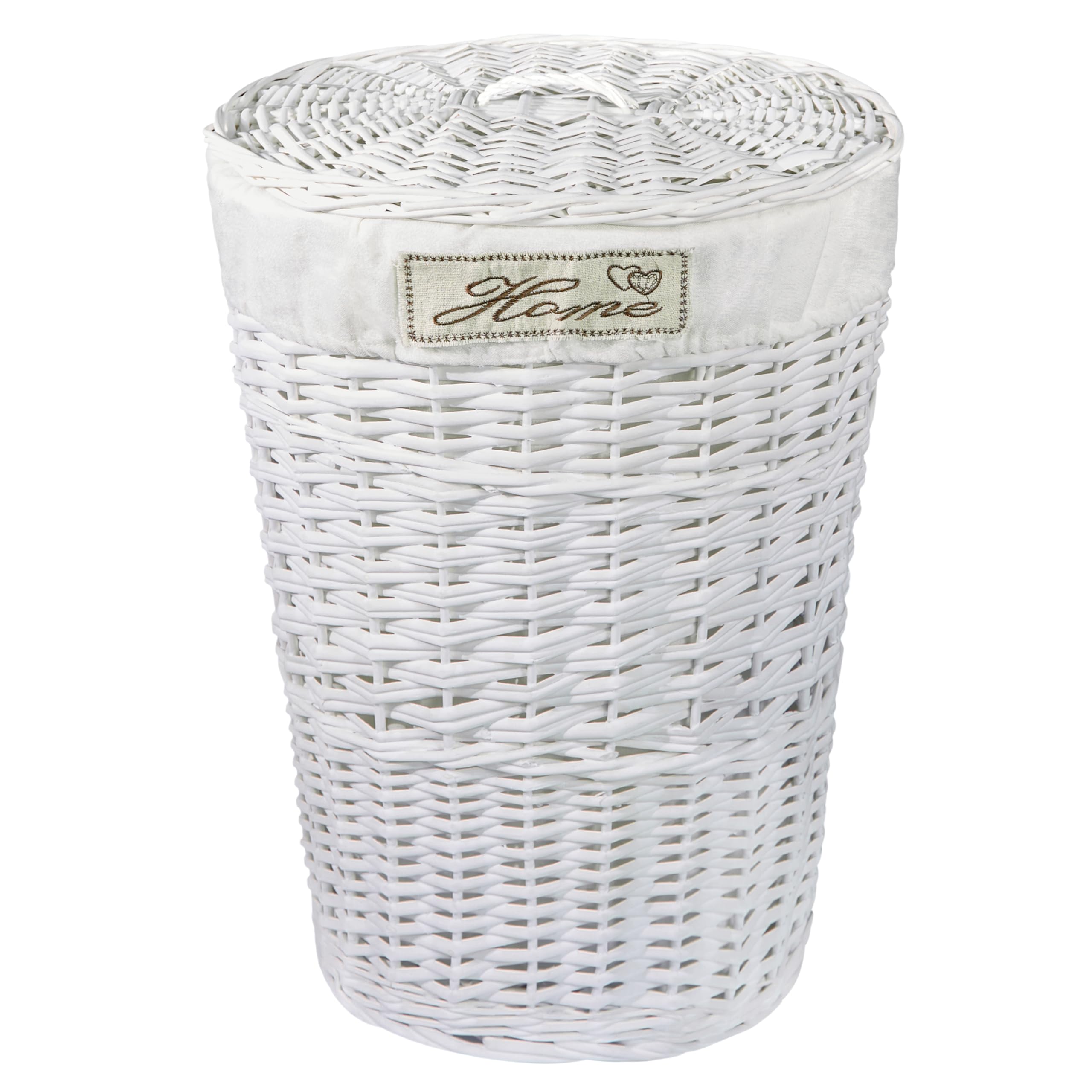 Green Leaves White Wicker Oval Laundry Basket Bathroom Storage Laundry Bag Bin With Liner And Lid (White)