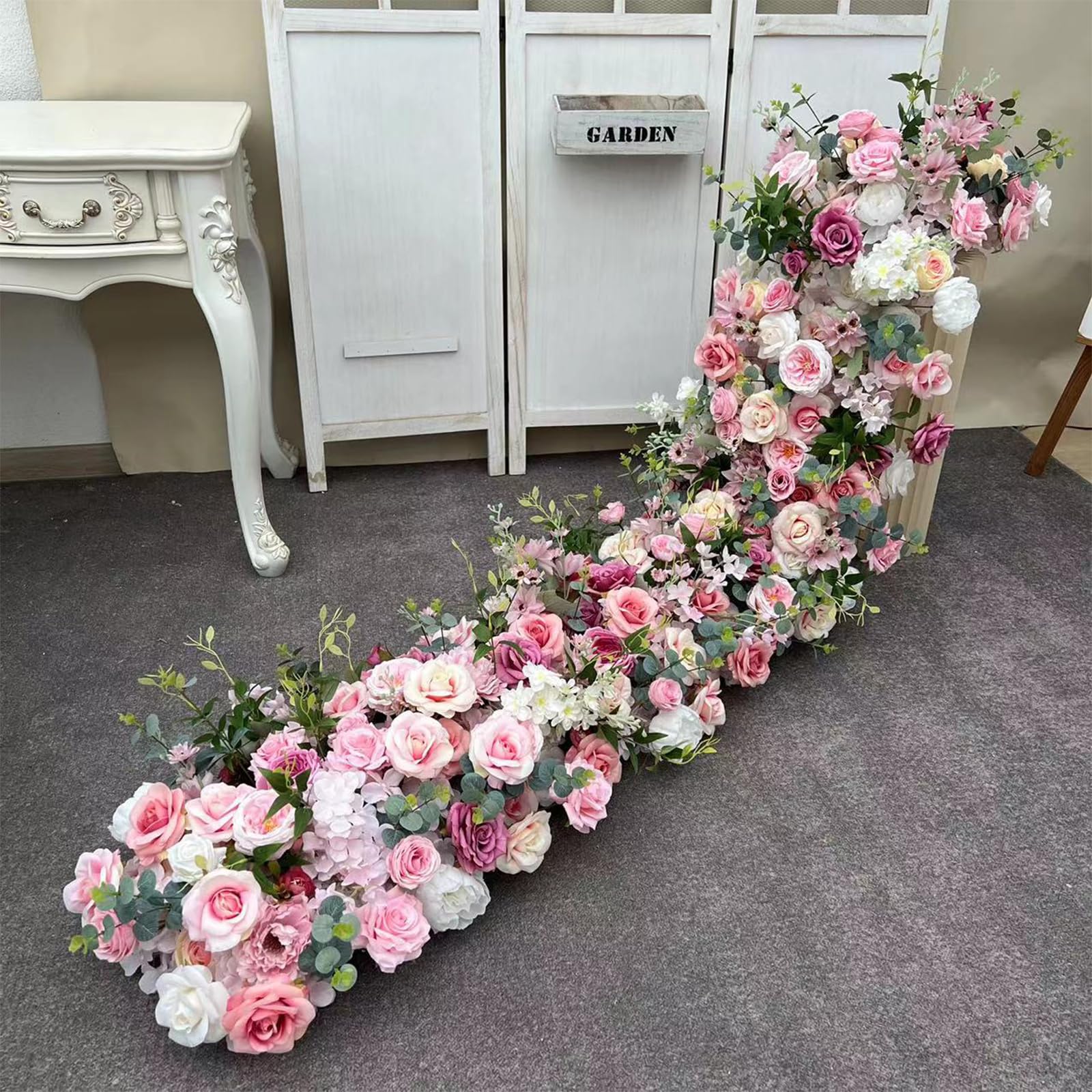 Lucky Flower A11 1.64Ft Runner Flower Row Artificial Flowers For Table Centerpiece Wedding Decoration Mix Flowers Backdrop Wall Arches Decor (A11)