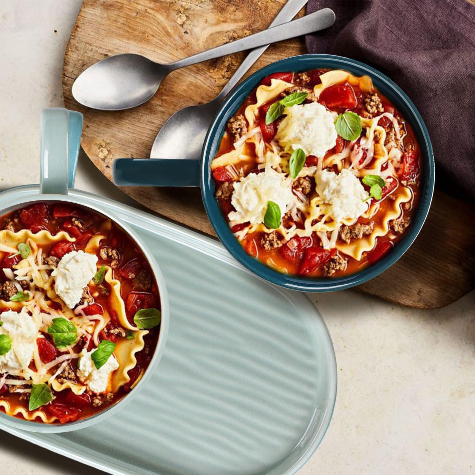 Artenasolid Soup And Sandwich Plate Combo 18 Oz Soup Bowls