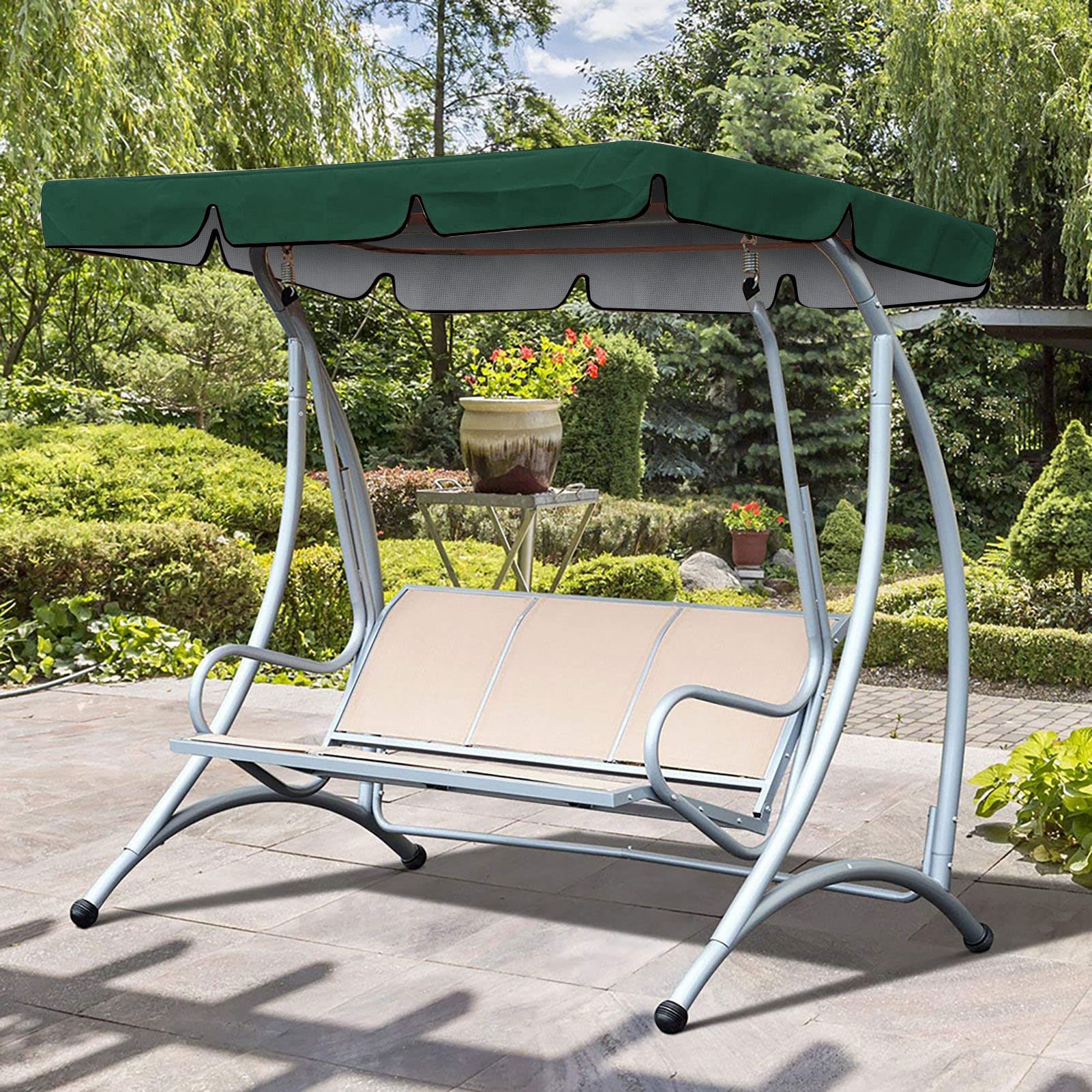 Outdoor Swing Protection Universal Swing Canopy Cover With Cushion Cover - Waterproof Oxford Cloth Porch Swing Awning For 2/3 Seater Swing Chair Awning With Cushion Cover