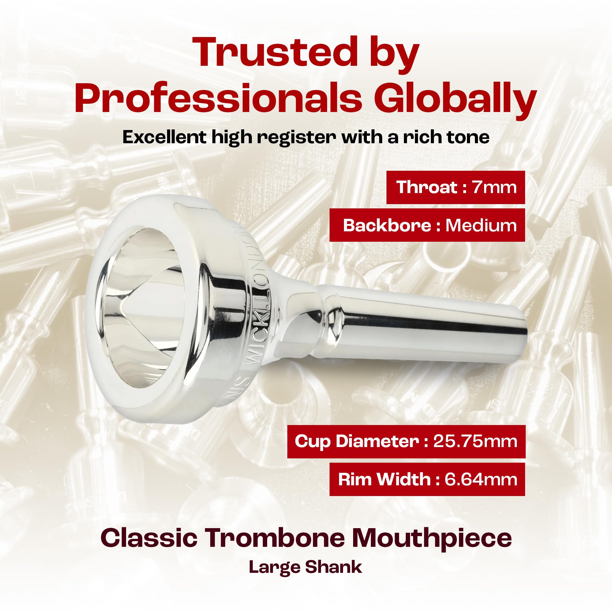 DENIS WICK Boquilla para trombón Classic plateada 5ABL (58805ABL)