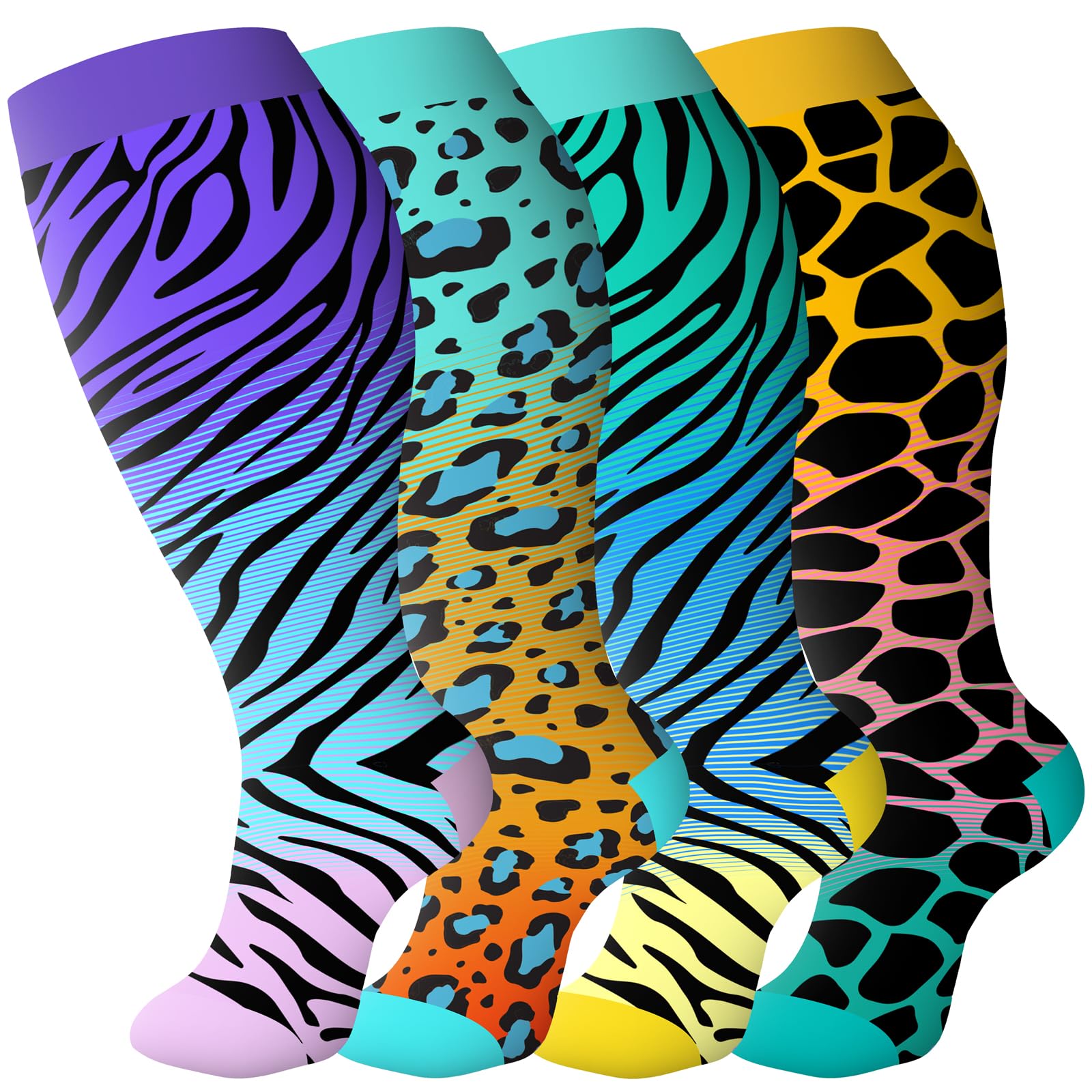 bropite 3/4 Pairs Plus Size Compression Socks for Women &amp; Men 20-30 mmhg-Extra Wide Calf Support Socks for Medical,Running