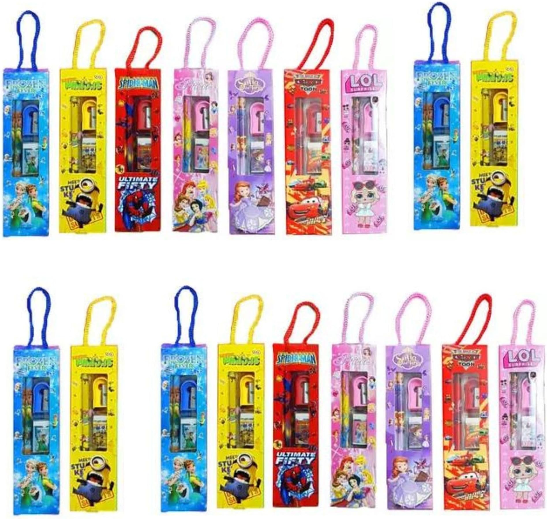 ARTLABEL Cartoon Theme Stationery Set Birthday Return Gifts For Kids Children In Bulk (Pack Of 18), Ink Black