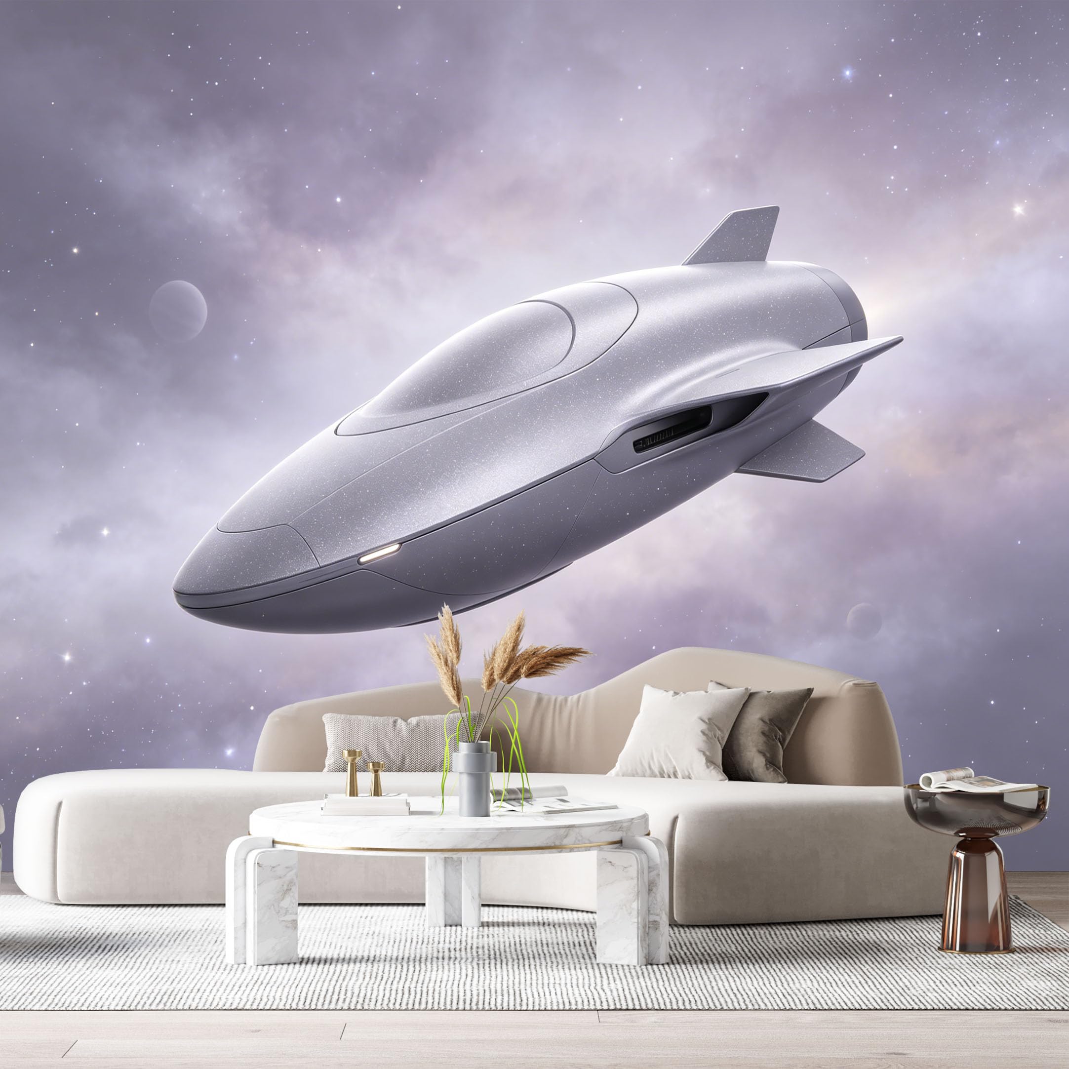 Custom Size Wall Mural Futuristic Spaceship SciFi Rocket Spacecraft Galaxy Scene 3D Cosmic Space Art SelfAdhesive Art Prints Removable Large Wallpaper Esports Room Game Room Studio