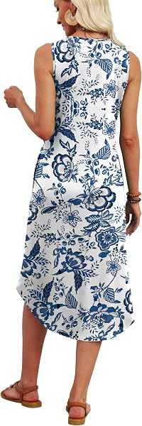 WIHOLL Summer Dresses for Women 2026 Button Front Sleeveless Casual Midi Dress Beach Vacation Sundresses with Pockets - 4