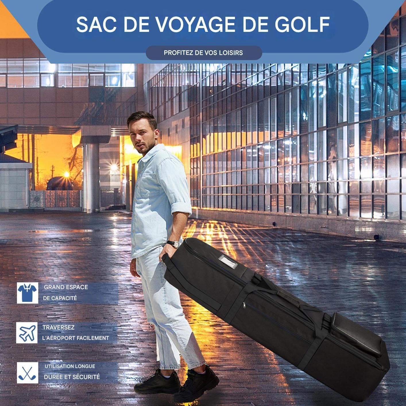 Borsa Da Golf Da Viaggio | Organizzatore Da Viaggio Aereo Con Ruote,Borsa Impermeabile Pieghevole Per Golf Club E Attrezzature Sportive