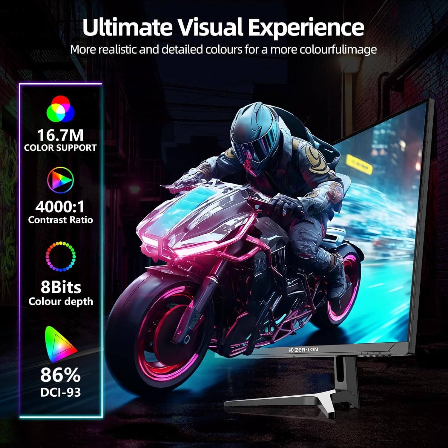 32 Inch 4K UHD (3840 x 2160) Computer Monitor, IPS 60Hz Ultra-Clear Screen, 100% sRGB, Eye Saver/Flicker Free Mode, FreeSync, Built-in Speaker, HDMI2.0 x2, DP1.4 x2 - Image 2