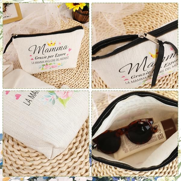 DPKOW Idee Regalo Festa della Mamma Pochette Donna Trucchi Regalo Mamma Trousse da Borsetta Portatile Beauty Case da Viaggio, Mamma Migliore del Mondo Regalo Compleanno Natale Mamma Originale Utile - 5