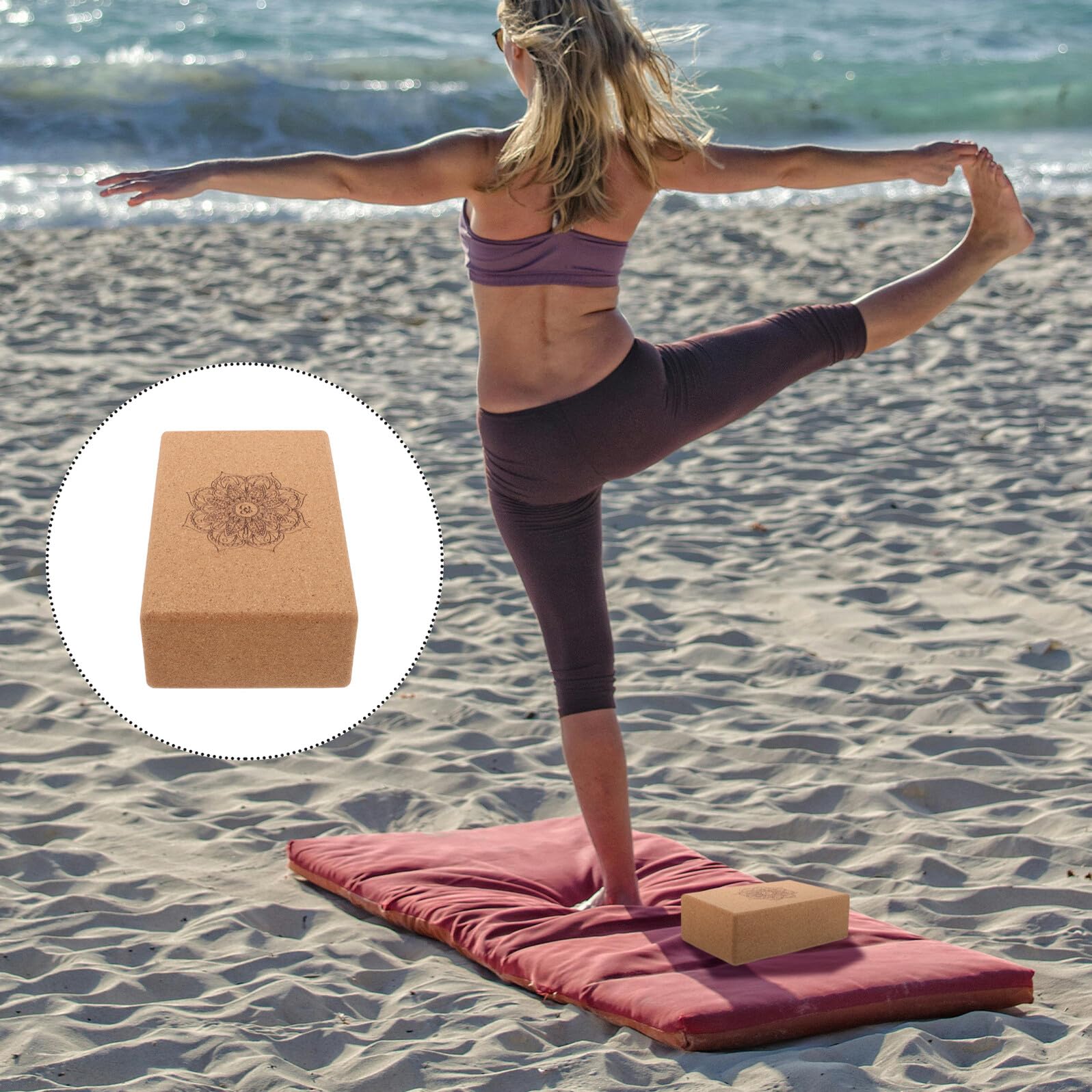 Alasum Yoga Block Kork Dreieckig Hochdicht Yogablock Trainingsstein mit Gurt für Yoga Pilates Fitness Sport Zubehör