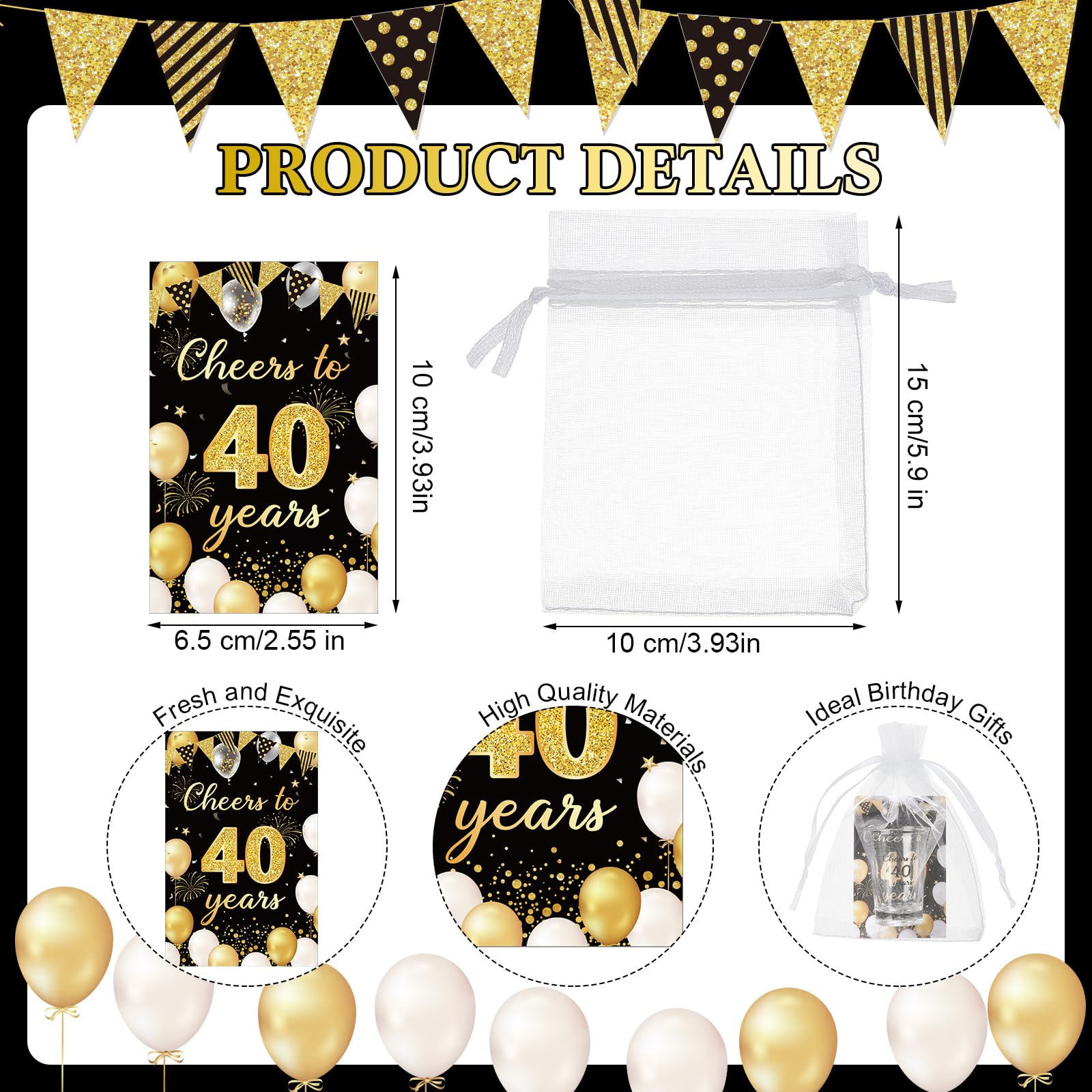 Juego de 50 vasos de chupito acrílicos reutilizables para regalos de fiesta de cumpleaños, vasos de chupito transparentes de 1 onza con tarjetas de regalo y bolsas de organza para