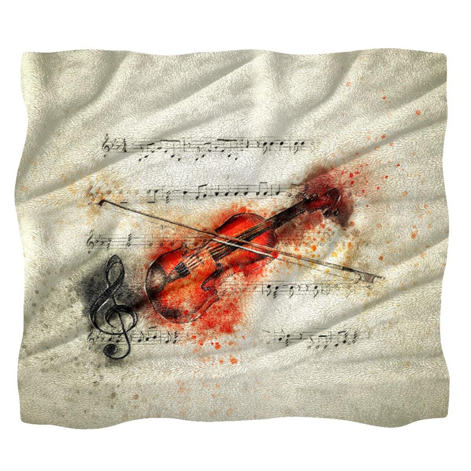 Coperta in pile per divano, divano o letto, accoglienti coperte morbide, violino musica bella