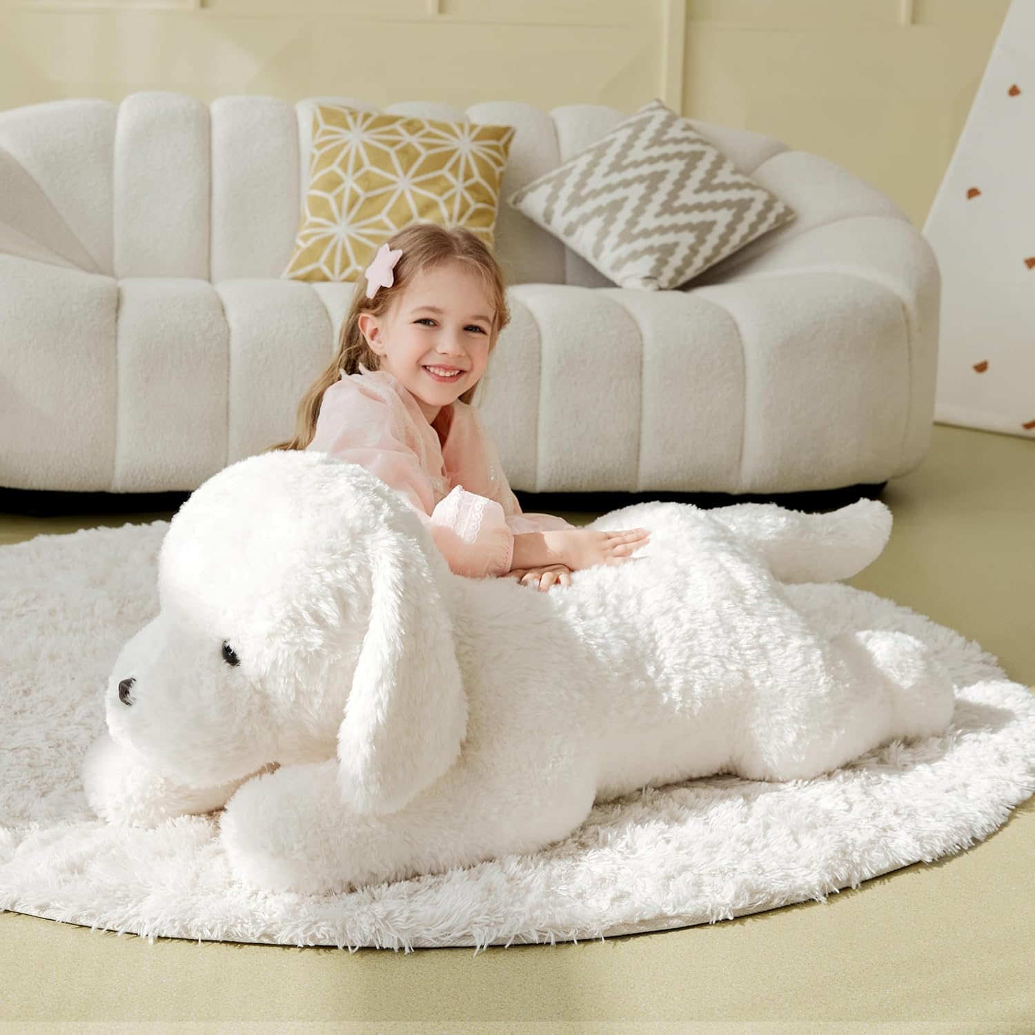 IKASA Giant Labrador Dog Stuffed Animal Puppy Plush Toy,30" Big Large Jumbo Soft Toys,Cute Huge Size Fat Fluffy Plushy Plushie,Gifts for Kids