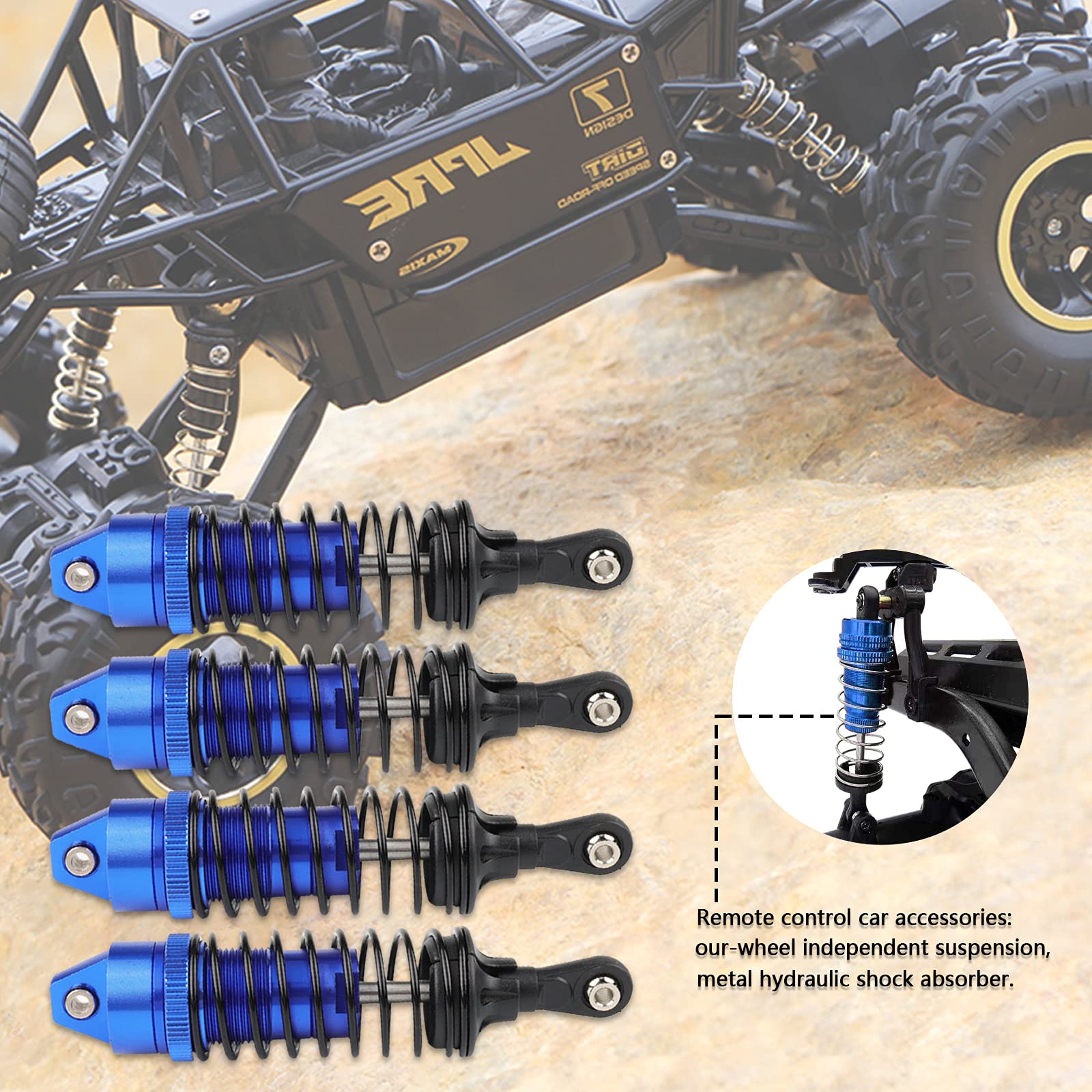 Amortiguador de choque de coche RC 4 piezas, amortiguador ajustable de metal para SCX10 TRX-4 D90 escala 1/10 RC Crawler Car