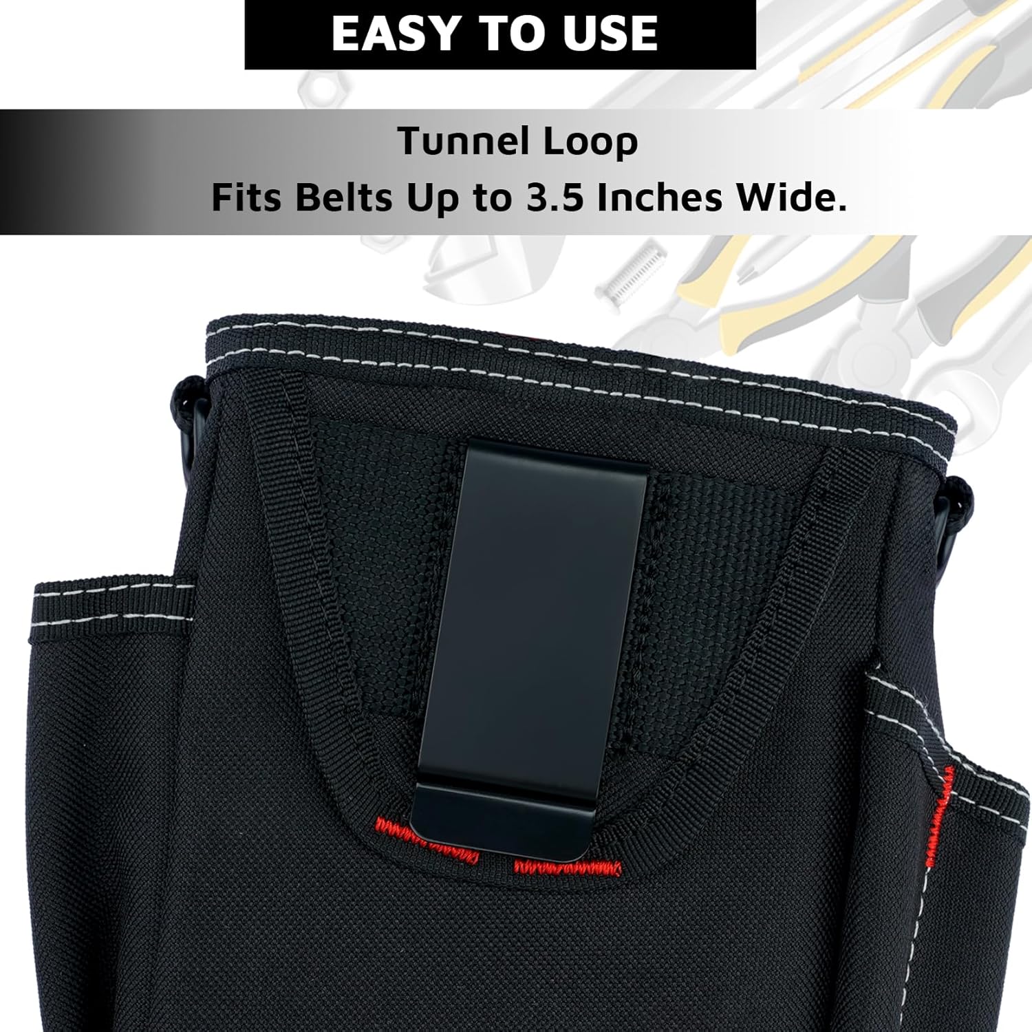 KUNN Electrician Tool Pouch, Drawstring Closure Tool Belt Pouches with Belt Clip for Carpenter, Construction, HVAC - Image 4