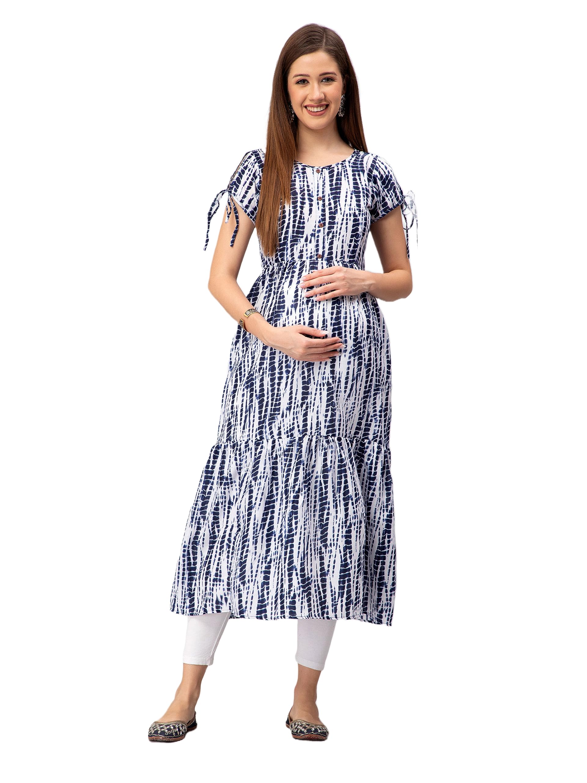 cee 18 Cotton Rayon A-Line Flaired Maternity Feeding Kurti with Zippers | Pregnancy & Breastfeeding Dress for Women-picture-28