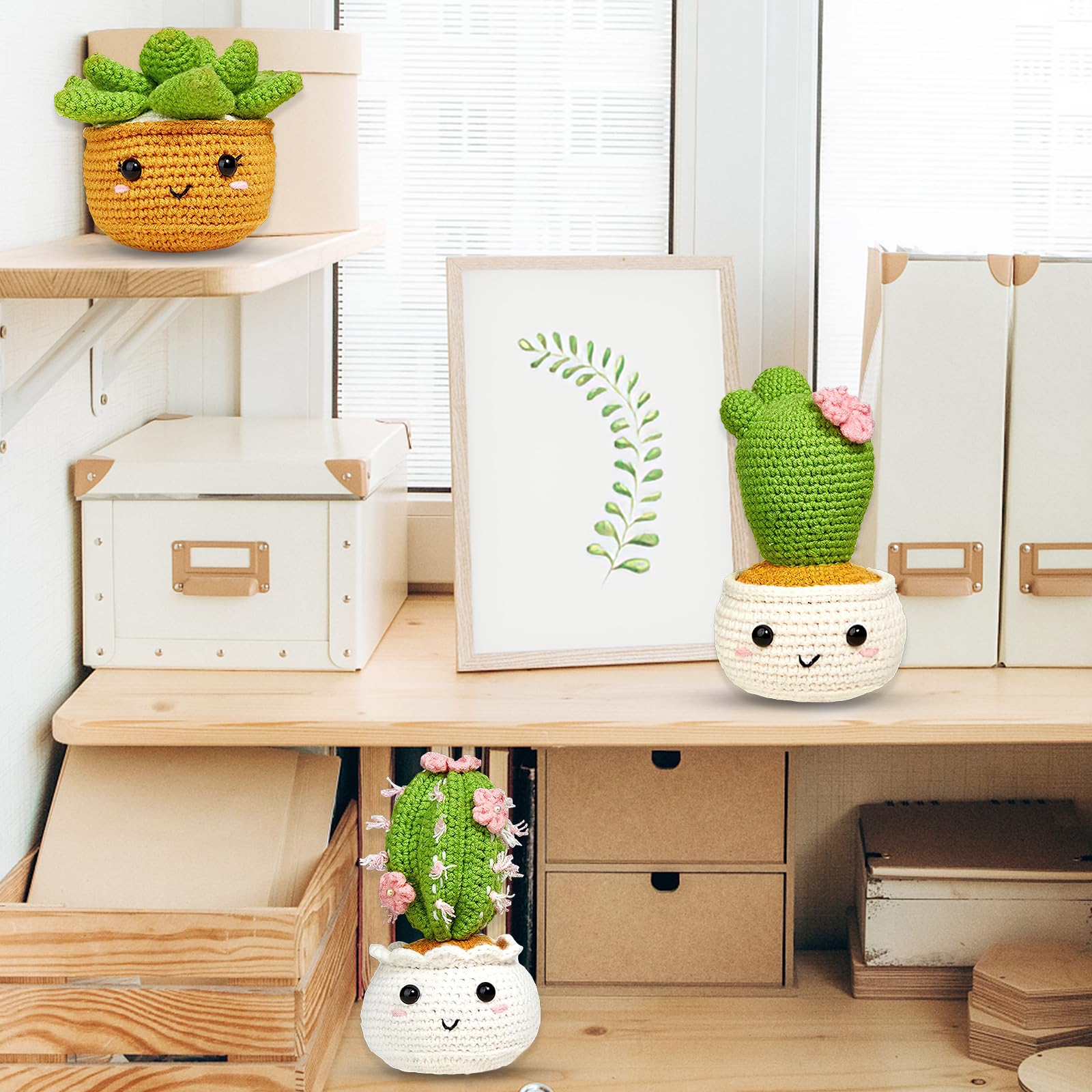 Kit Uncinetto Per Principianti Con Video Istruzioni | 6 Pezzi Per Creare Piante Grasse E Decorazioni Domestiche - Foto 3