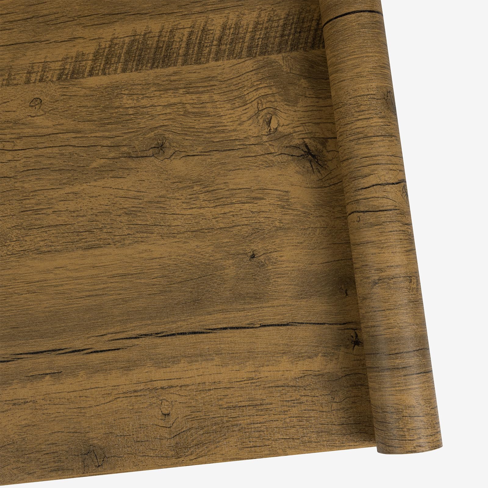 Abyssaly Wood Effect Vinyl Wrap for Furniture - Brown Sticky Back Plastic Roll 90 x 600cm - Waterproof Removable Oak Self Adhesive Wallpaper Decorative Kitchen Cupboards Wall