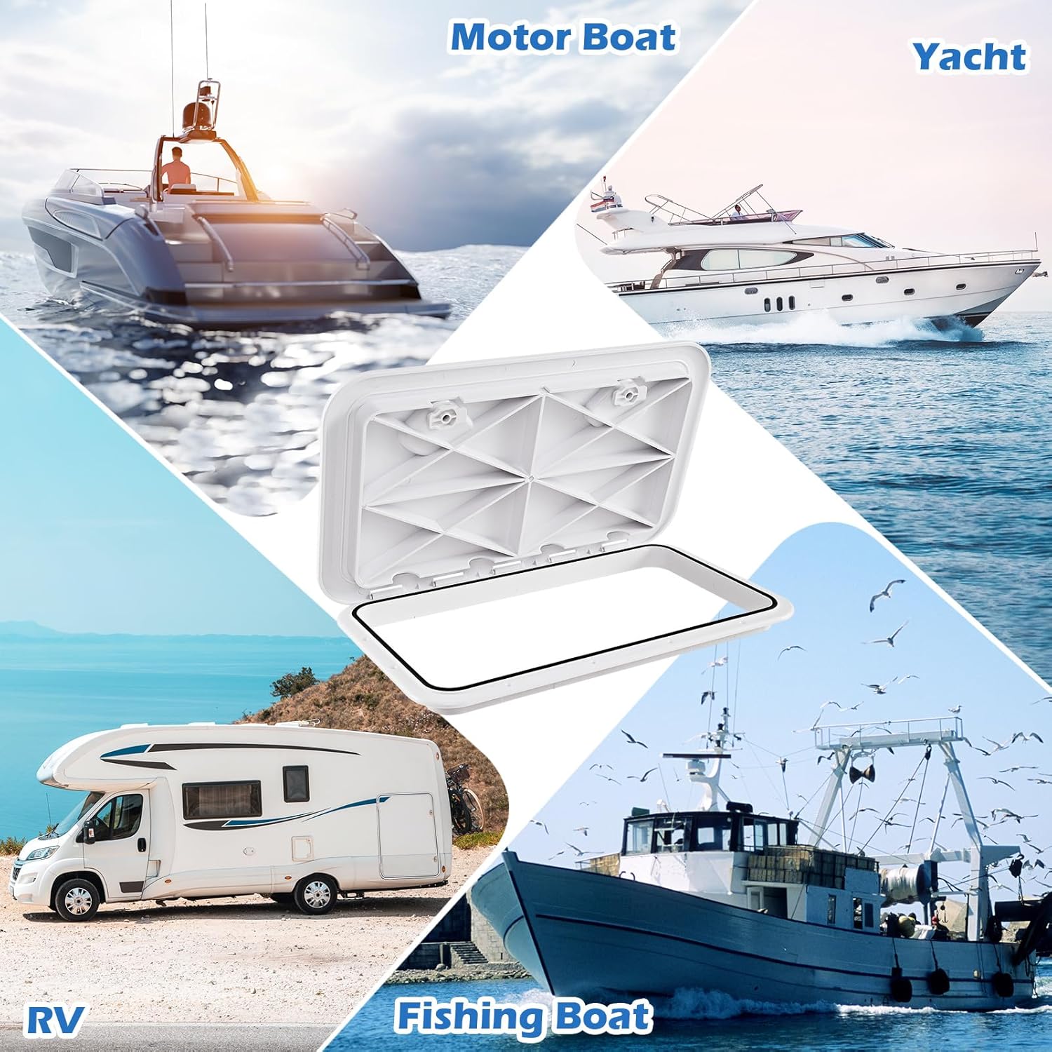 Goplus 24” x 14” Boat Hatch, Marine Deck Access Hatch w/ 180° Lid Hinge & Non-Slip Surface, All-Weather Rectangle Hatch Lid for Boat, Yacht, RV