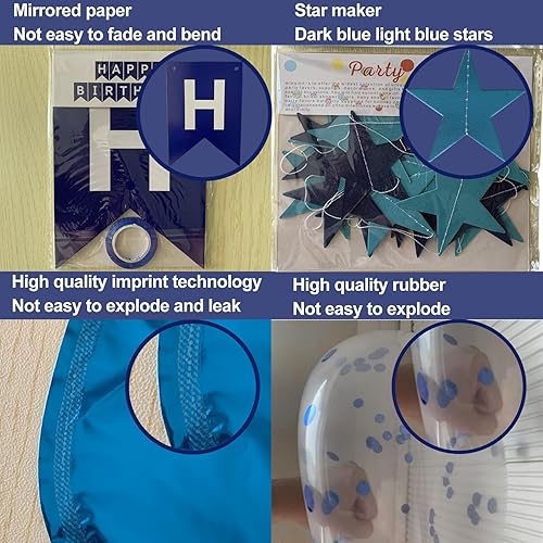 Miniatura 20 de Decoraciones de fiesta de cumpleaños azul número 16 para niños y niñas, suministros de globos de feliz cumpleaños 16 con pancarta de feliz