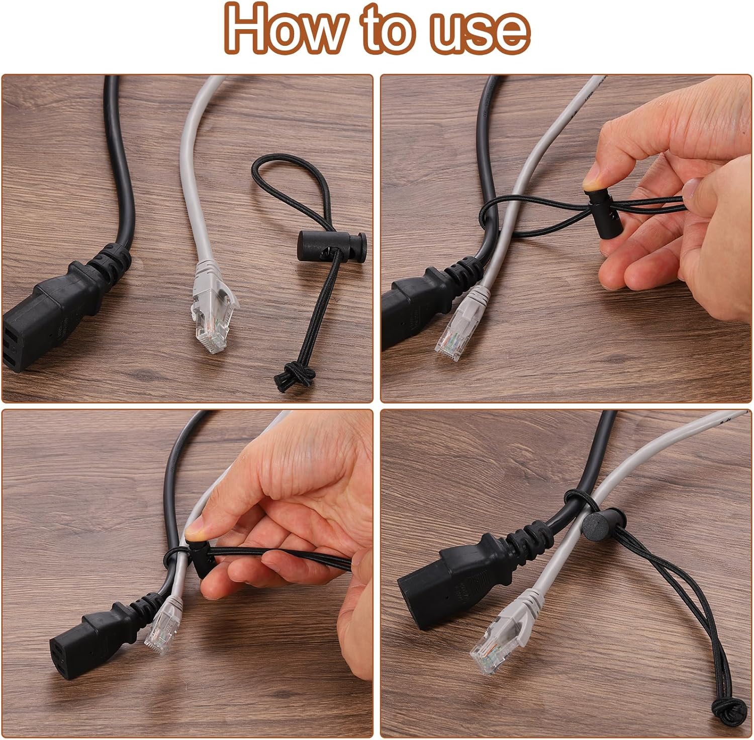 HARFINGTON 15pcs Elastic Cable Tie 5.9" Multipurpose Extra Thick Cable Organizer Adjustable Cable Strap Toggle Tie Reusable Tangle for Home Office Travel, Black/Yellow/Red