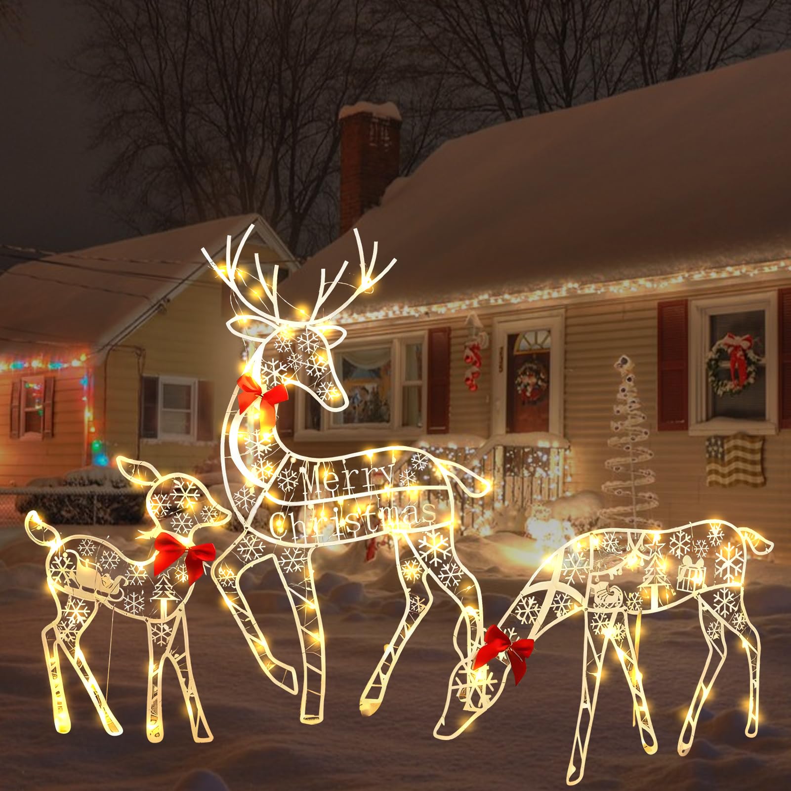 LED Rentier Familie 3-tlg. - Beleuchtete Weihnachtsdekoration Für Garten & Hof