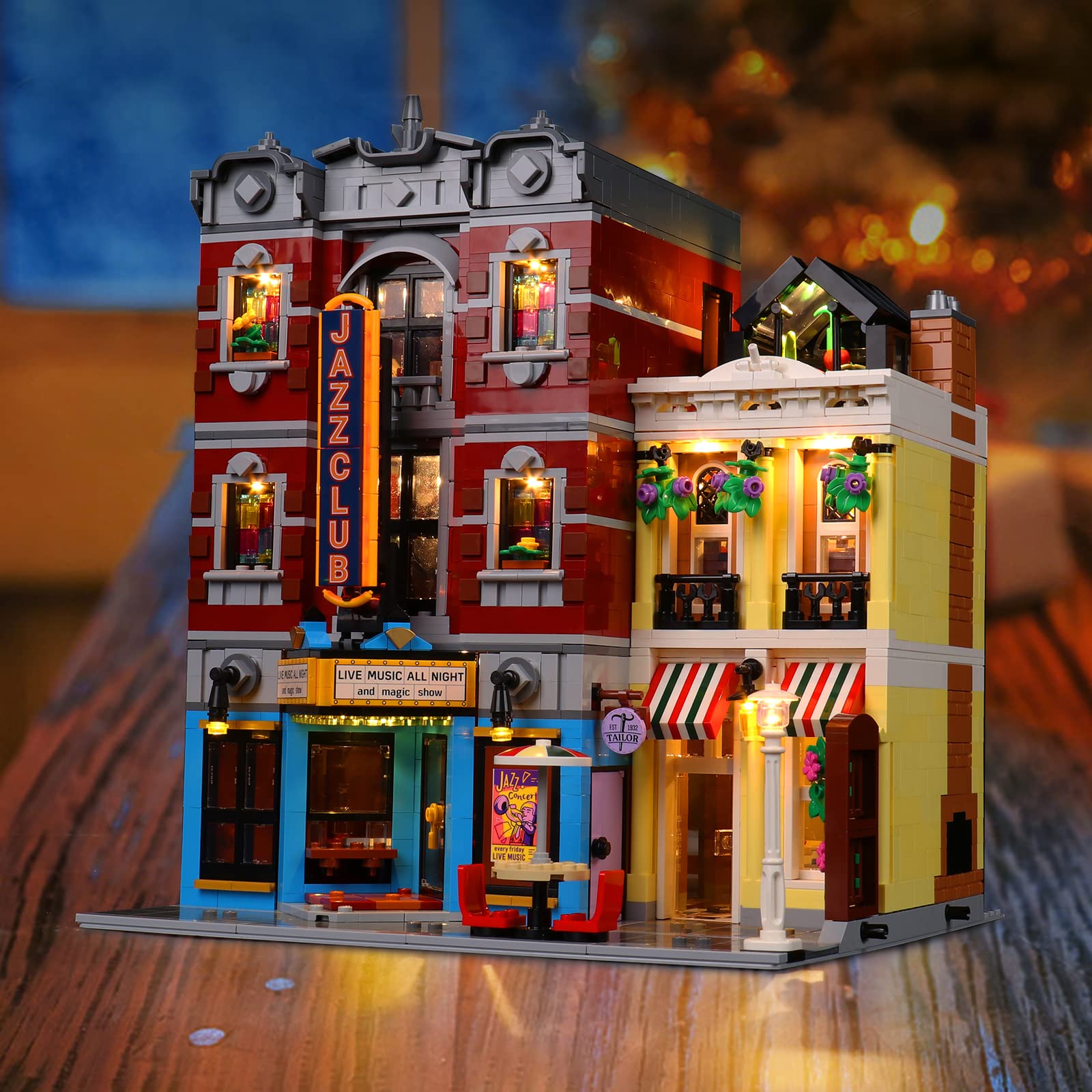 BrickBling Zdalne Sterowanie Dekoracja Zestaw Oświetleniowy do Lego 10312 Klub Jazzowy, Kreatywne Zabawki (Bez Lego)