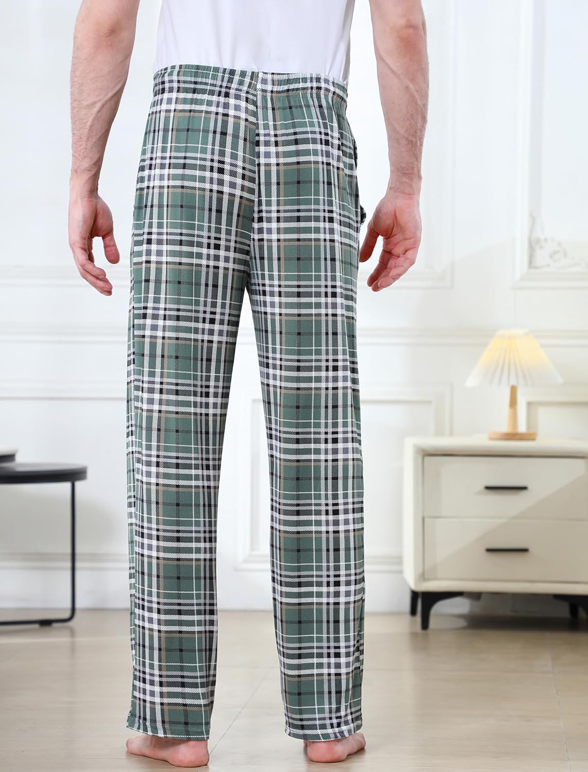 DITOK Men's Lightweight Pajama Pants Soft Lounge Sleep Joggers Adjustable Drawstring & Pockets All-Season Sleepwear - Image 3