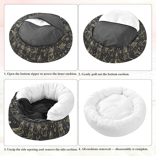 Miniatura 8 de Black and Gold Goth Tarot Cat Relieve Stress Pet Dog Beds fluffier Puppy Beds for Small Size Pets Supplies Camas para mascotas Grandes