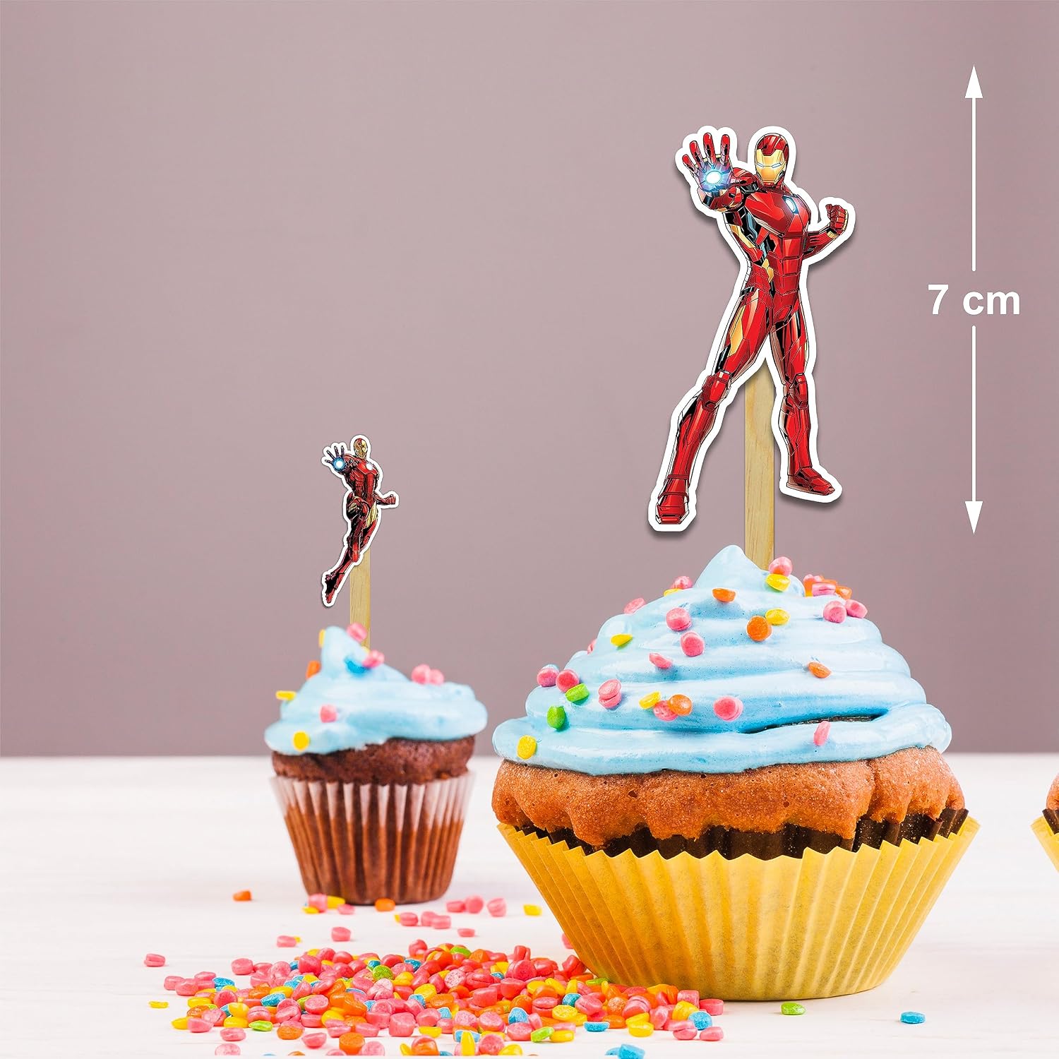 "Irn Man Cupcake Topper – Superhero Theme Birthday Party Decoration Supplies for Adults – Fun Cartoon Cupcake Picks for Boys and Girls – Perfect Party Décor for Birthdays, Events, and Celebration"