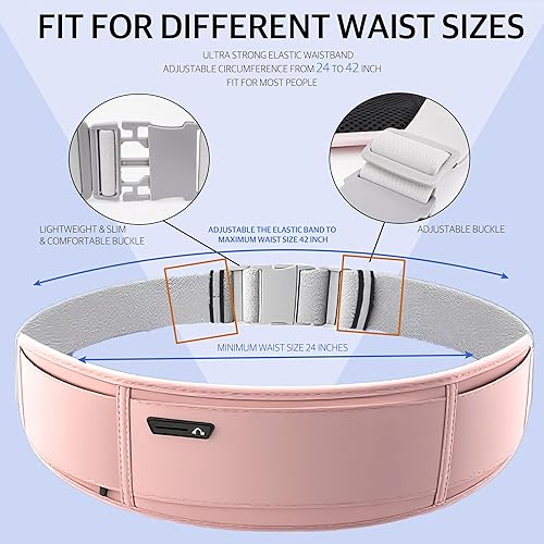 Miniatura 4 de Cinturón de correr para teléfono  Riñonera ajustable para correr con 3 bolsillos para teléfonos de hasta 7.2 pulgadas, cangurera delgada para correr