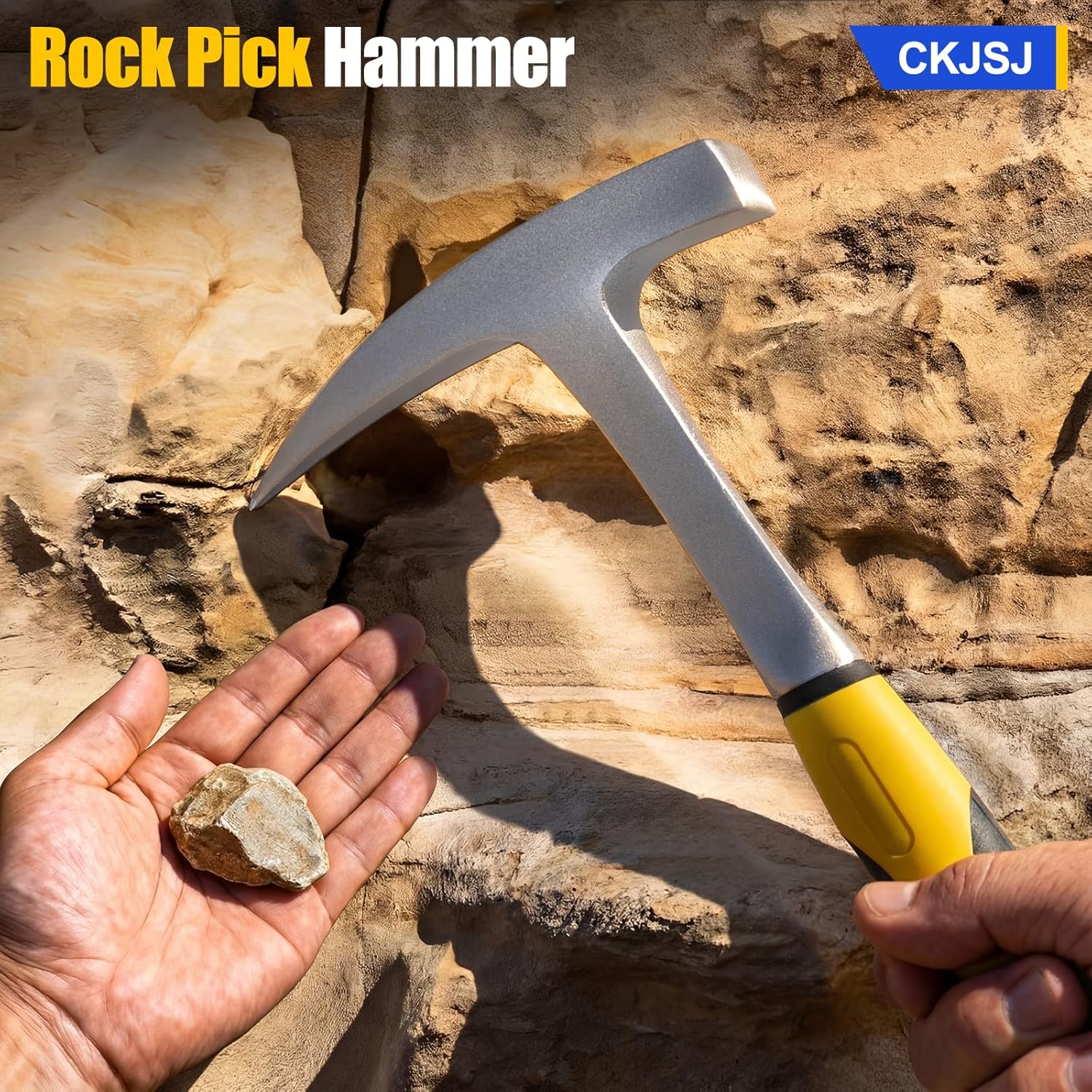 14PCS Geology Rock Hounding Kit, 30oz Rock Pick Hammer with 12" Chisel, Gold Mining & Prospecting Equipment Tool with Backpack, Shovel, Magnifier, Whistle