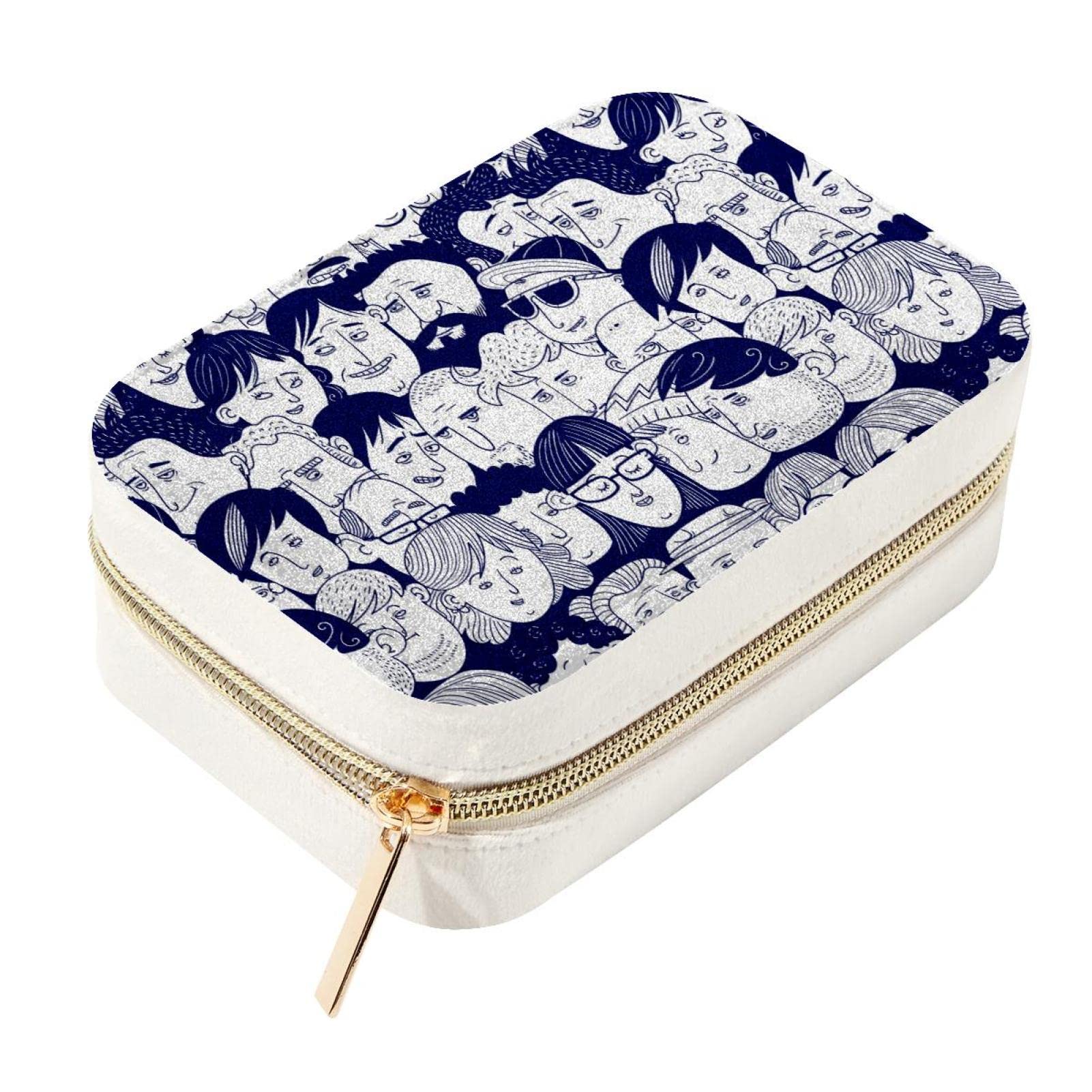 Boîte à bijoux anti-nœuds bleu marine compacte pour transporter