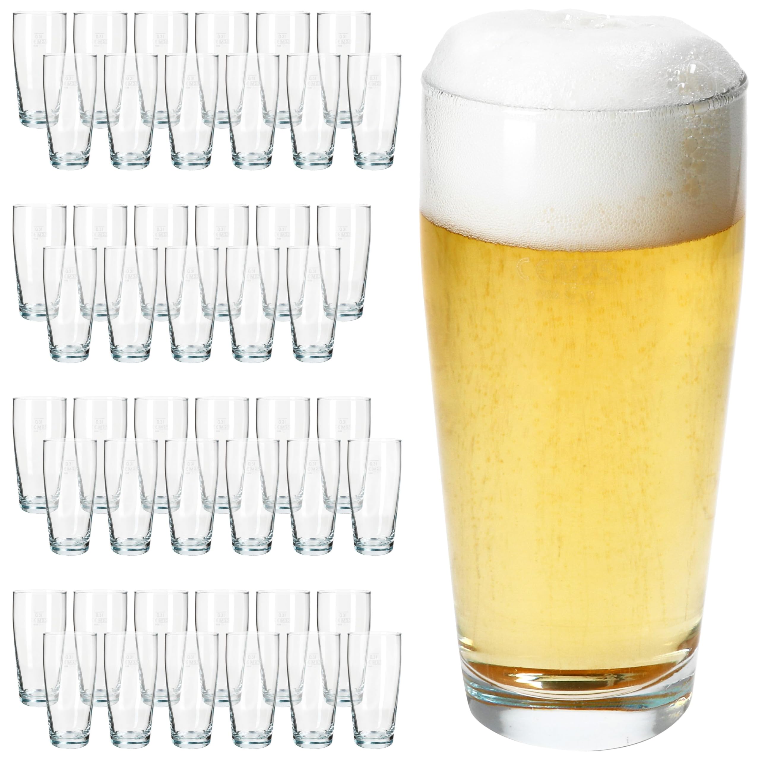 MamboCat 48er Set Willibecher 0,3 L geeicht I Biergläser aus klarem Glas mit Eichstrich I Trinkgläser für Bier, Wasser, Cocktails & Softgetränke ideal für Gastro, Bars & Restaurants