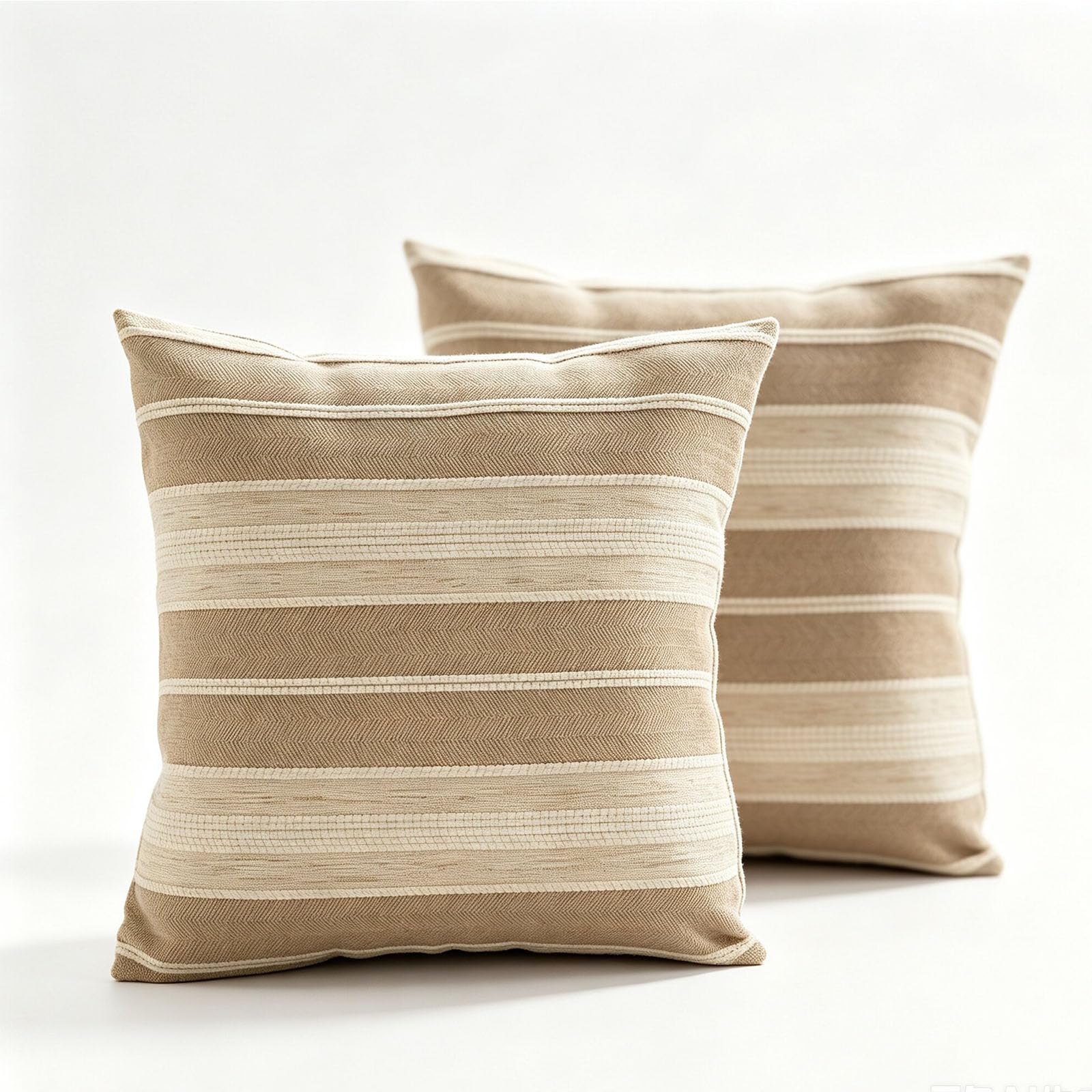 BCCIAPLN Decorative Bohemian Striped Throw Pillow Cover, Woven Textured Farmhouse,khaki white