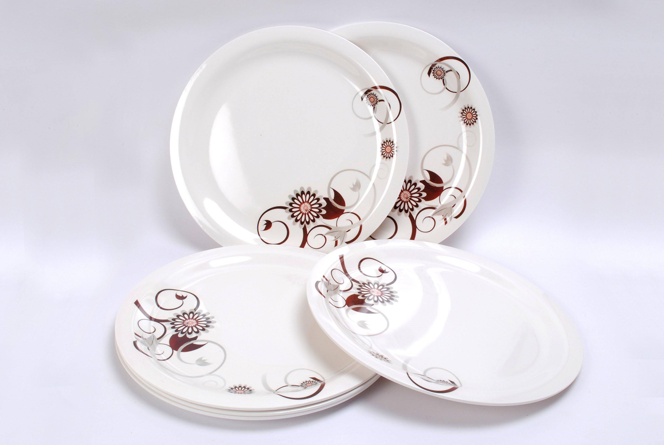 Melamine Dinner Plate Set, 28Cm, Set of 6, Multicolor