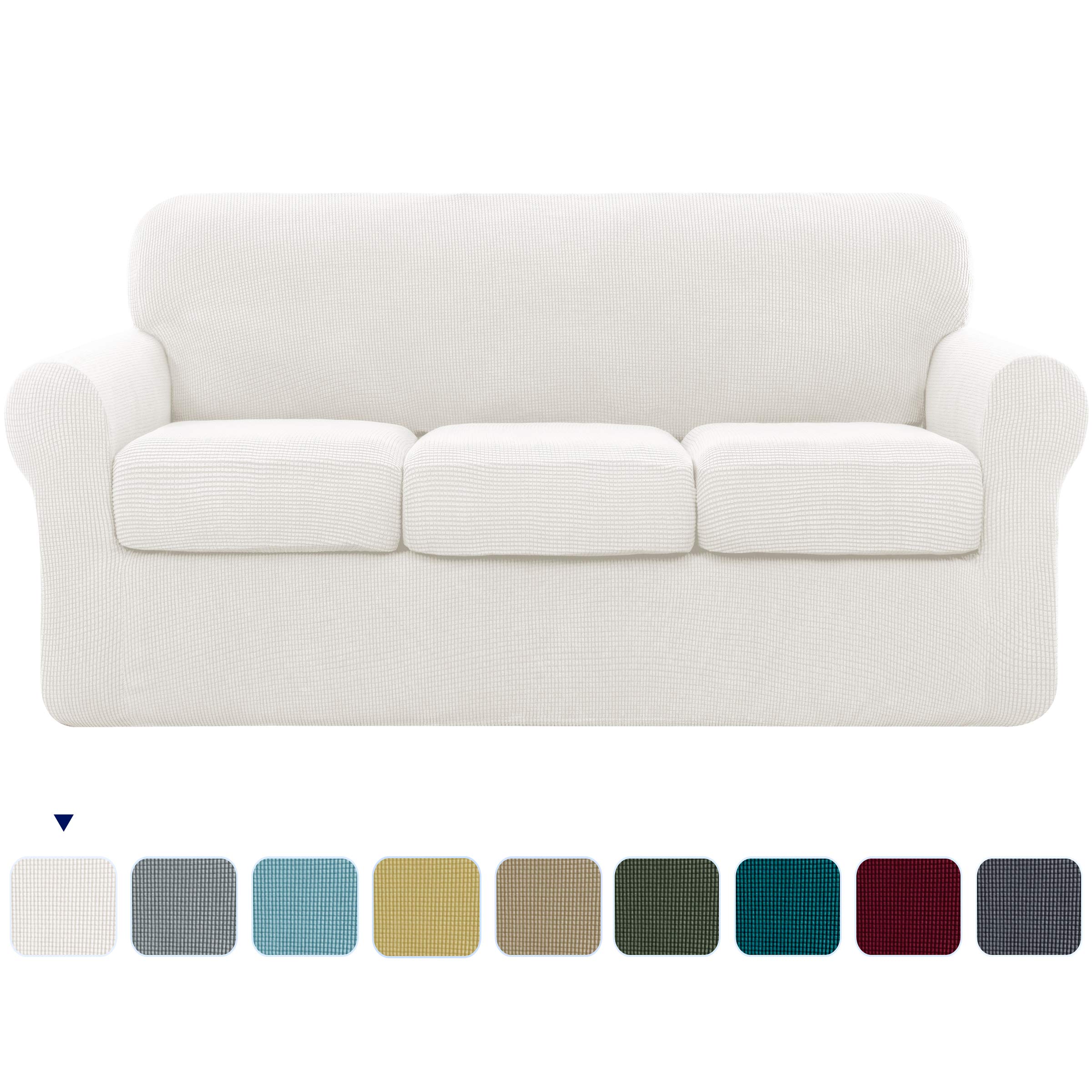 subrtex 3Seater Sofa Cover with 3 Separate Cushion Covers, Stretch